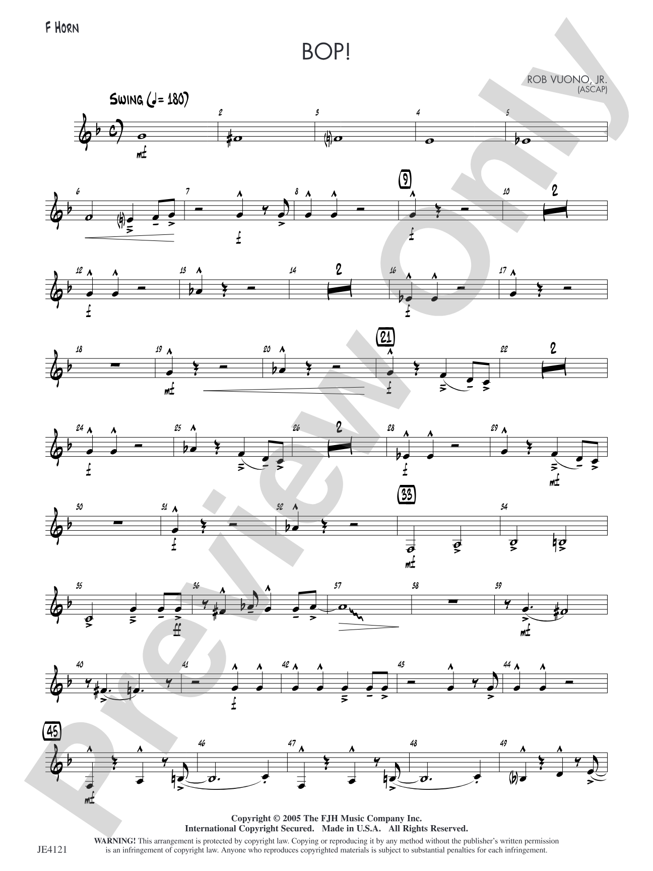 Bop!: F Horn (Alternate Part)