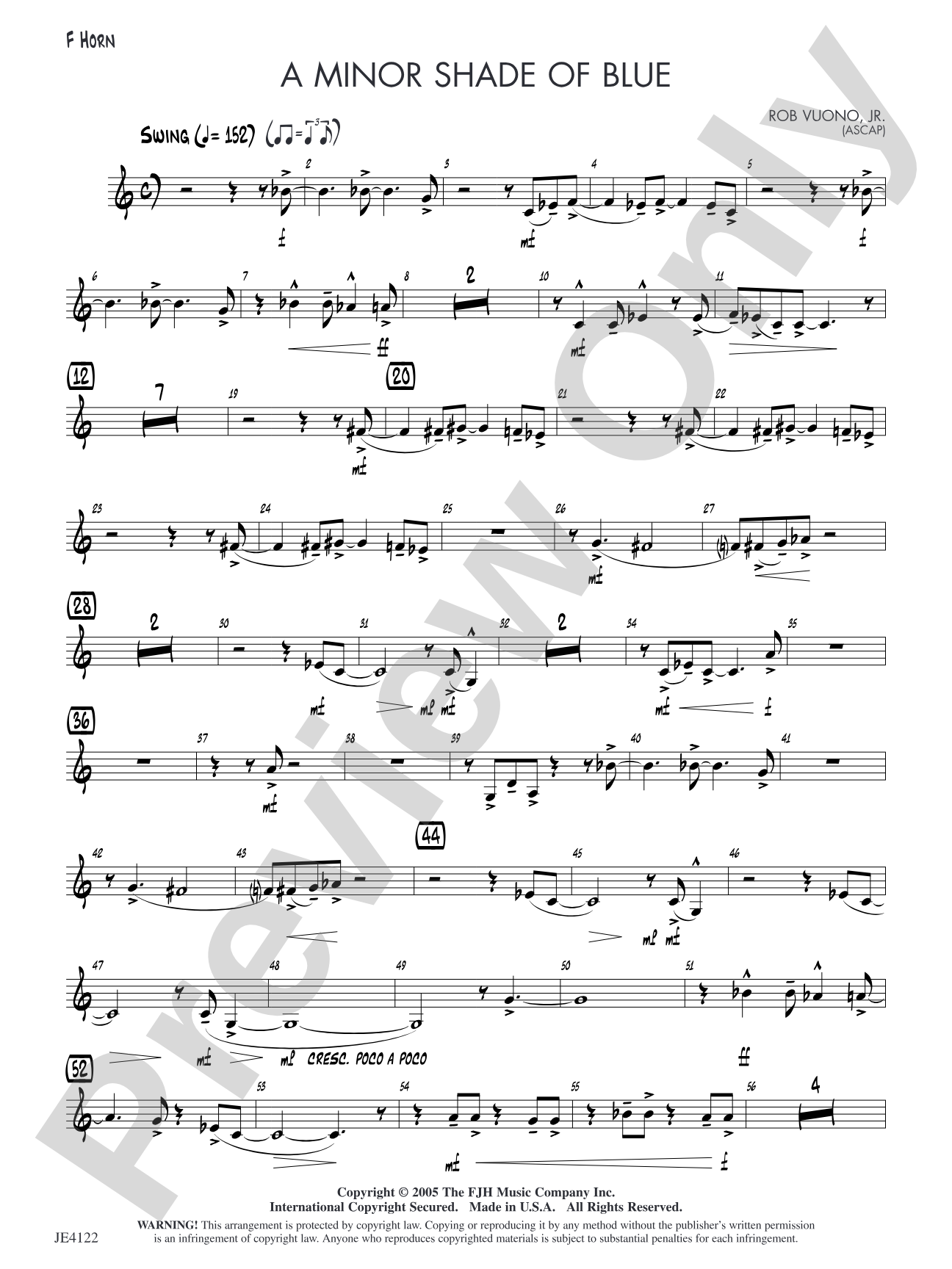 A Minor Shade of Blue: F Horn (Alternate Part)