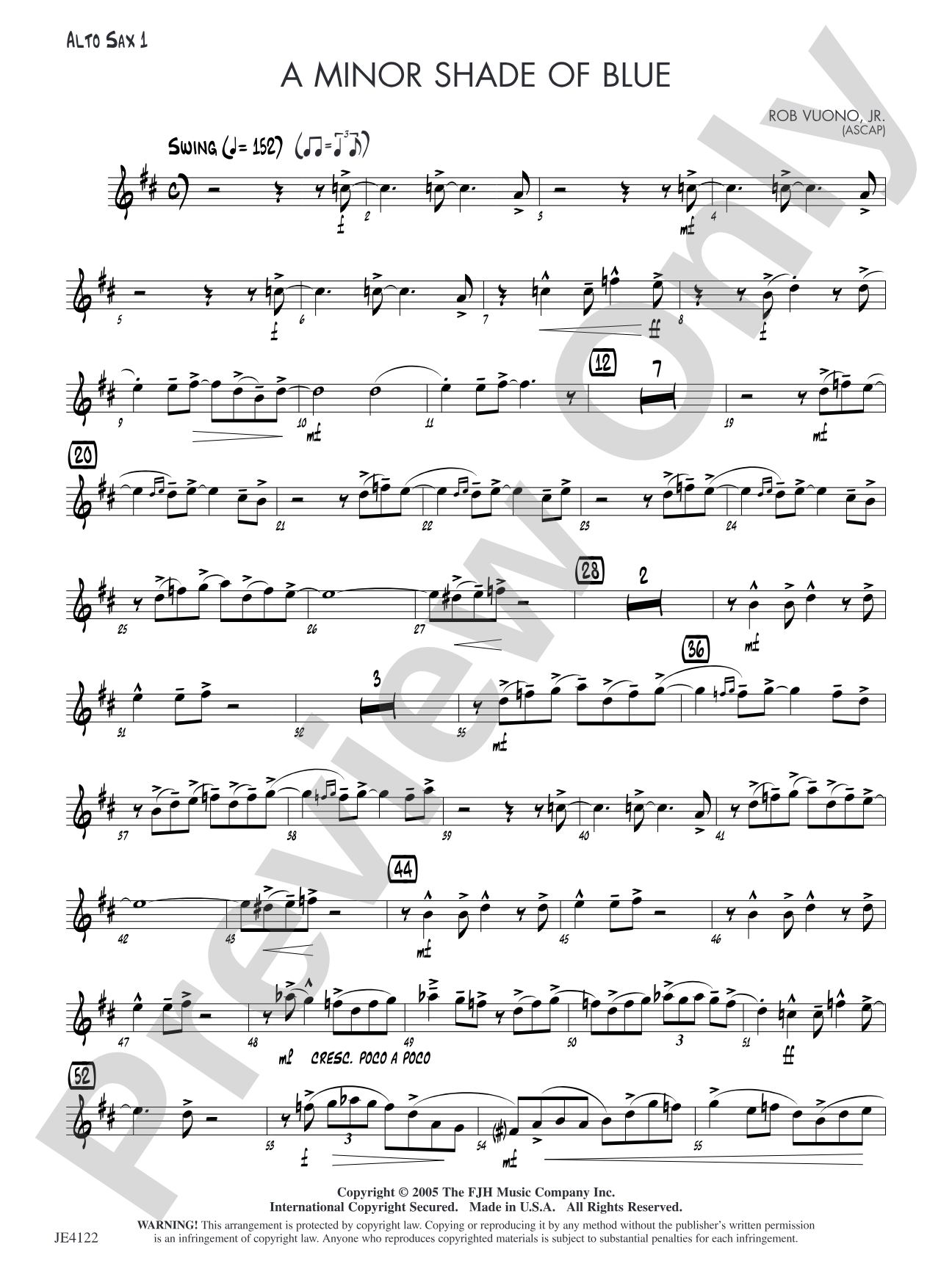 A Minor Shade of Blue: Alto Sax 1