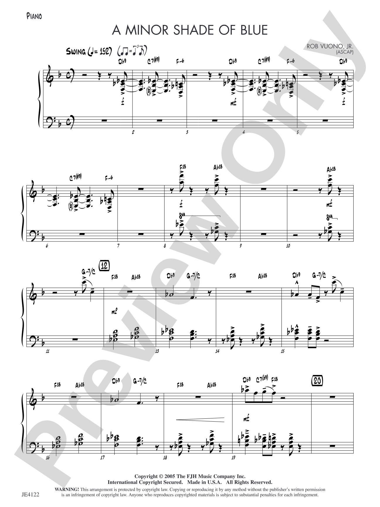 A Minor Shade of Blue: Piano