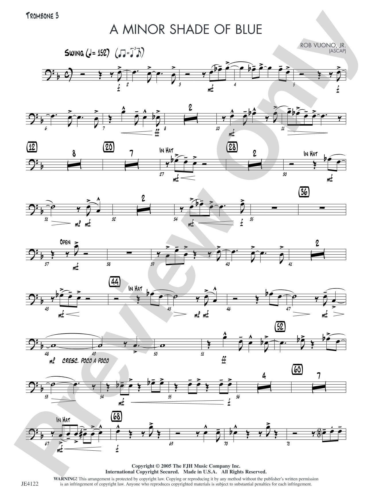 A Minor Shade of Blue: Opt. Trombone 3