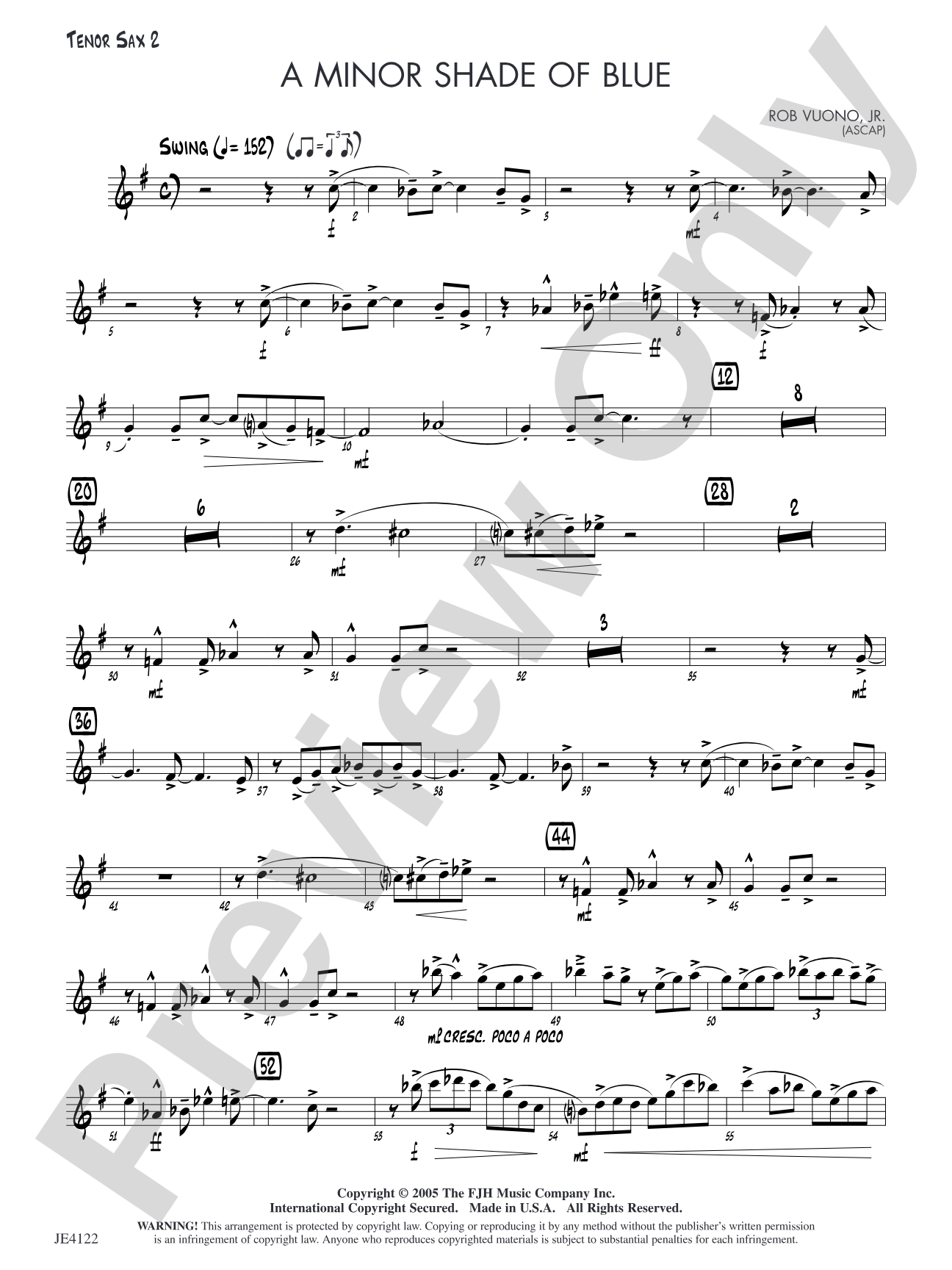 A Minor Shade of Blue: Opt. Tenor Sax 2