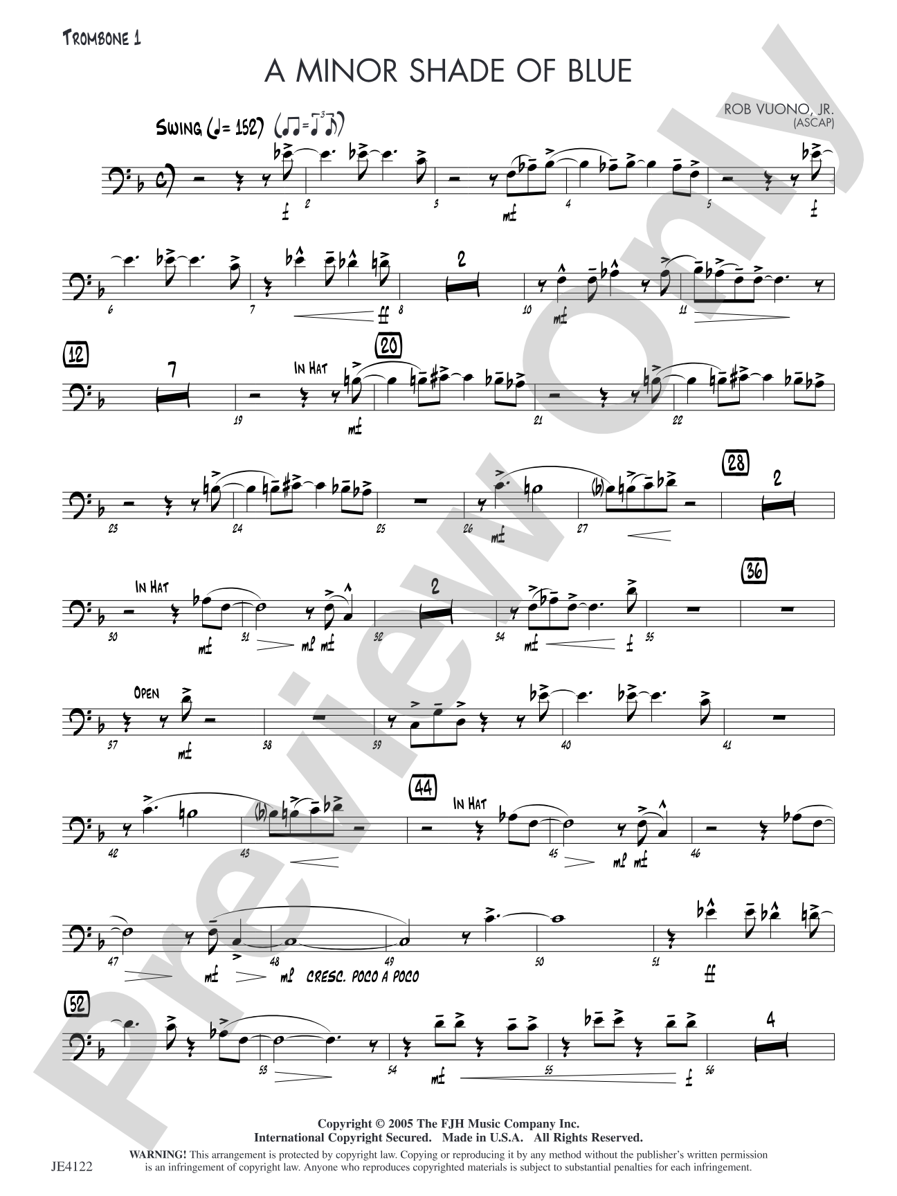 A Minor Shade of Blue: Trombone 1
