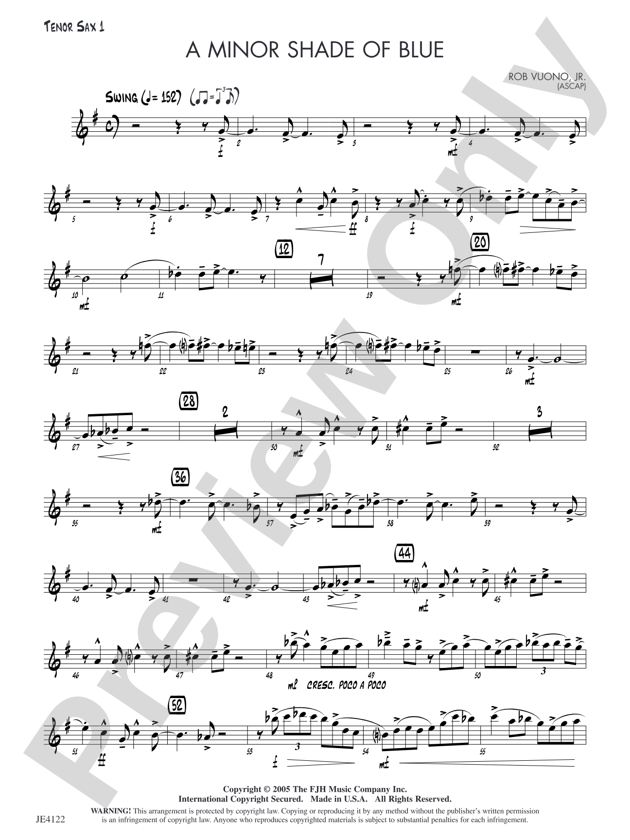 A Minor Shade of Blue: Tenor Sax 1