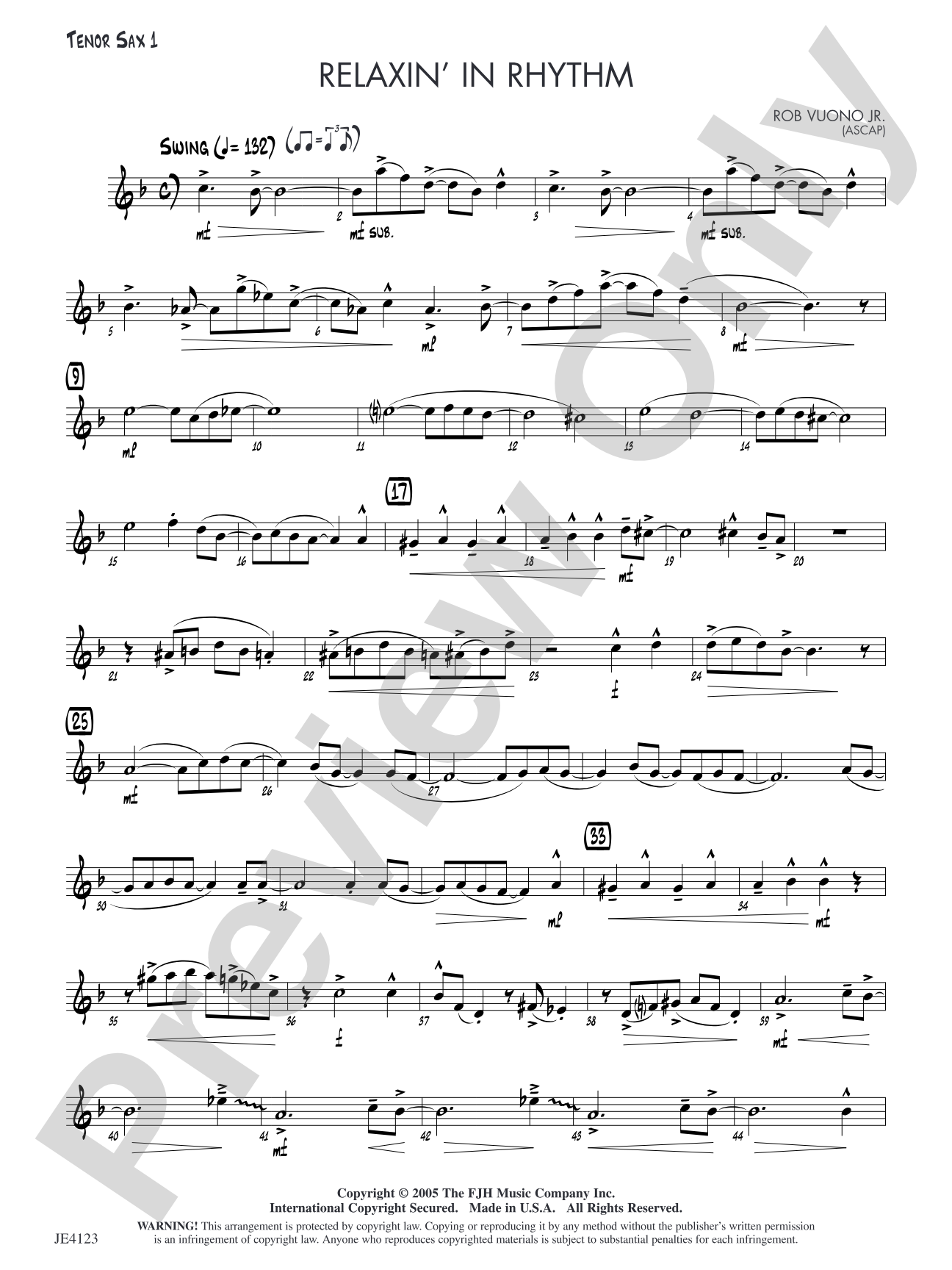 Relaxin' in Rhythm: Tenor Sax 1