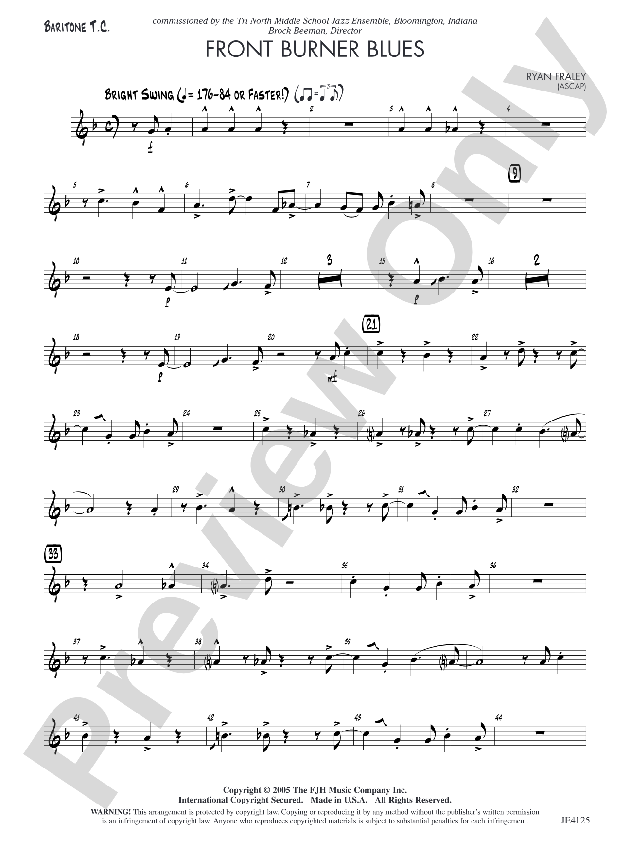 Front Burner Blues: Baritone T.C. (Alternate Part)