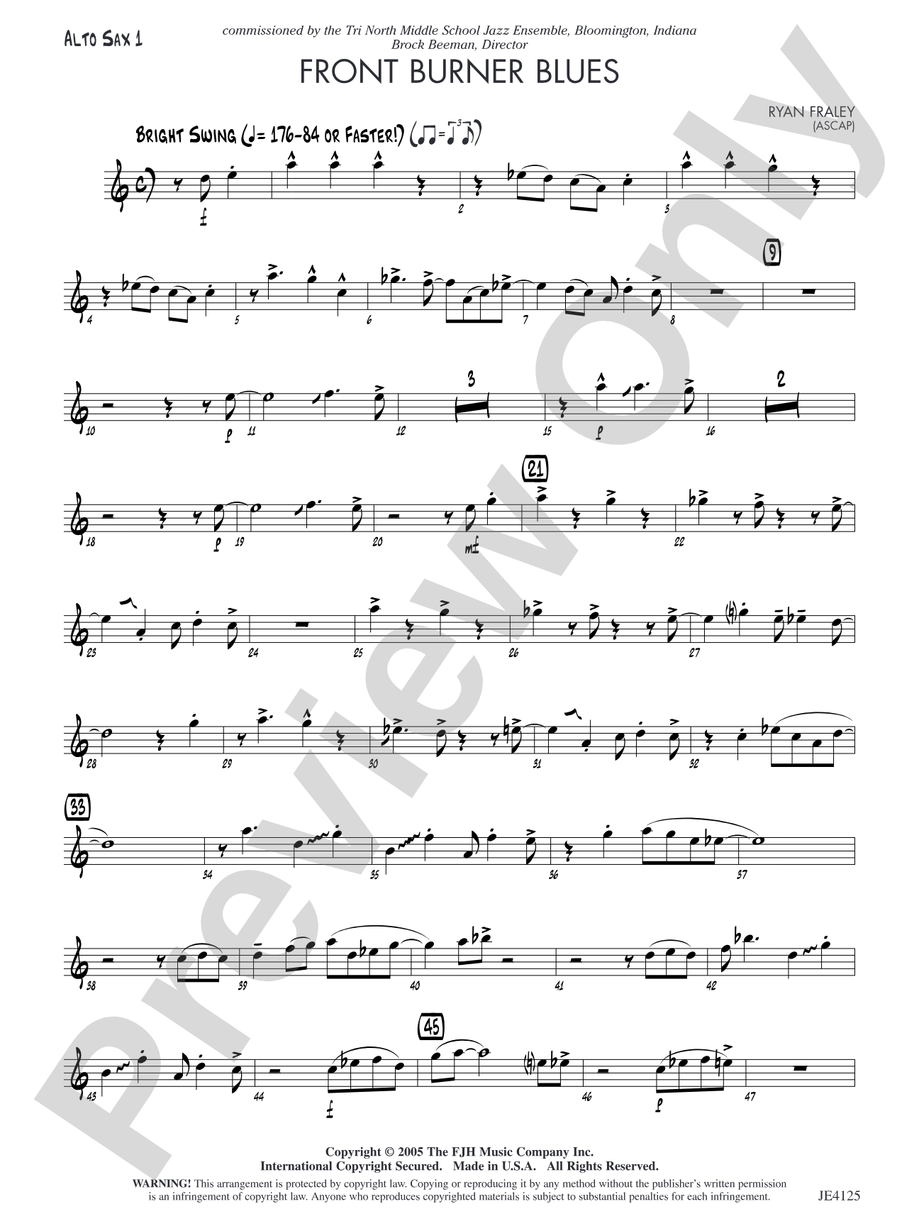 Front Burner Blues: Alto Sax 1