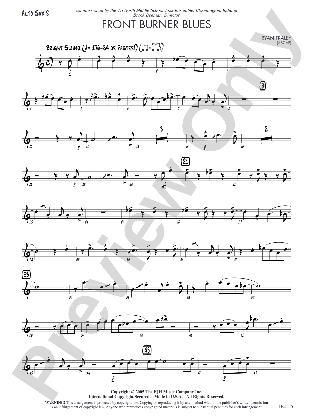 Front Burner Blues: Alto Sax 2