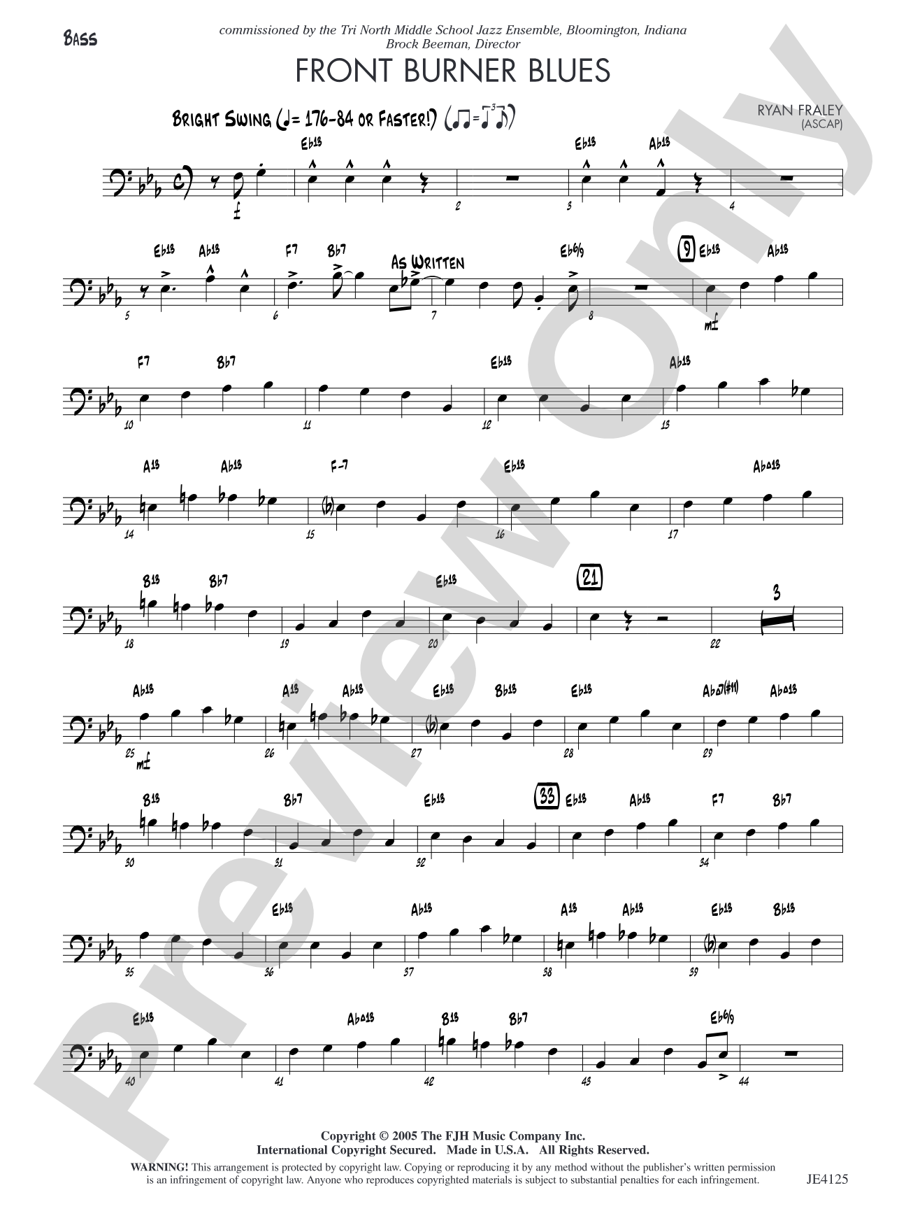 Front Burner Blues: Bass