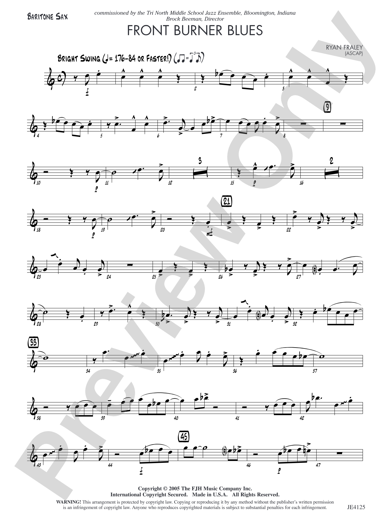 Front Burner Blues: Opt. Baritone Sax