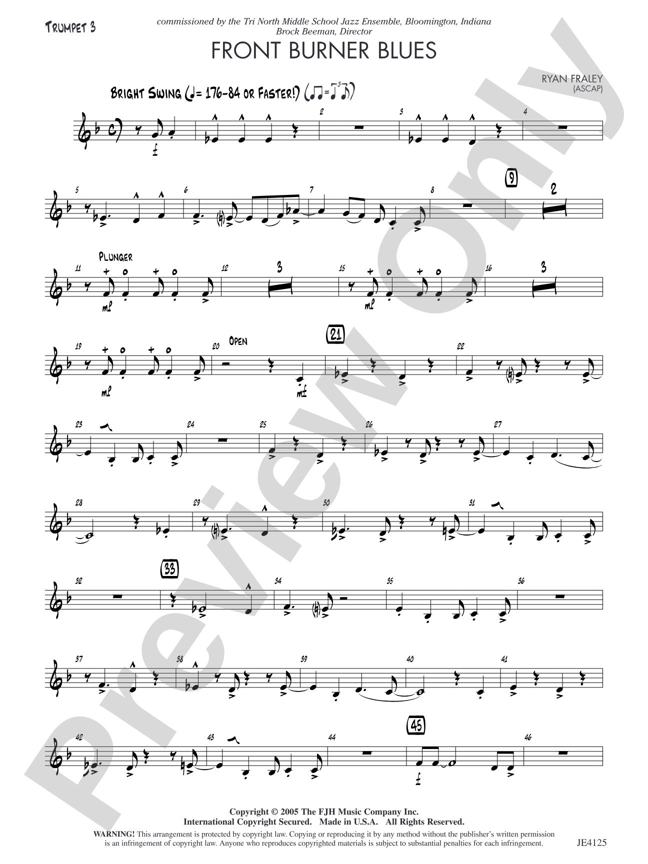 Front Burner Blues: Opt. Trumpet 3