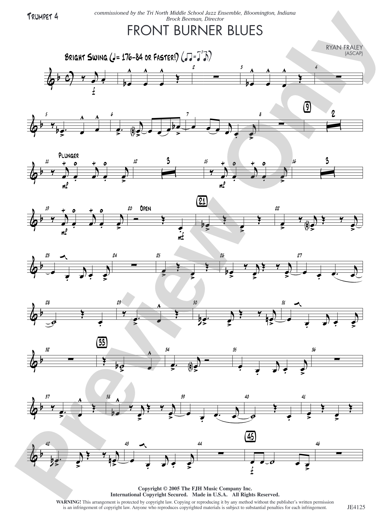 Front Burner Blues: Opt. Trumpet 4