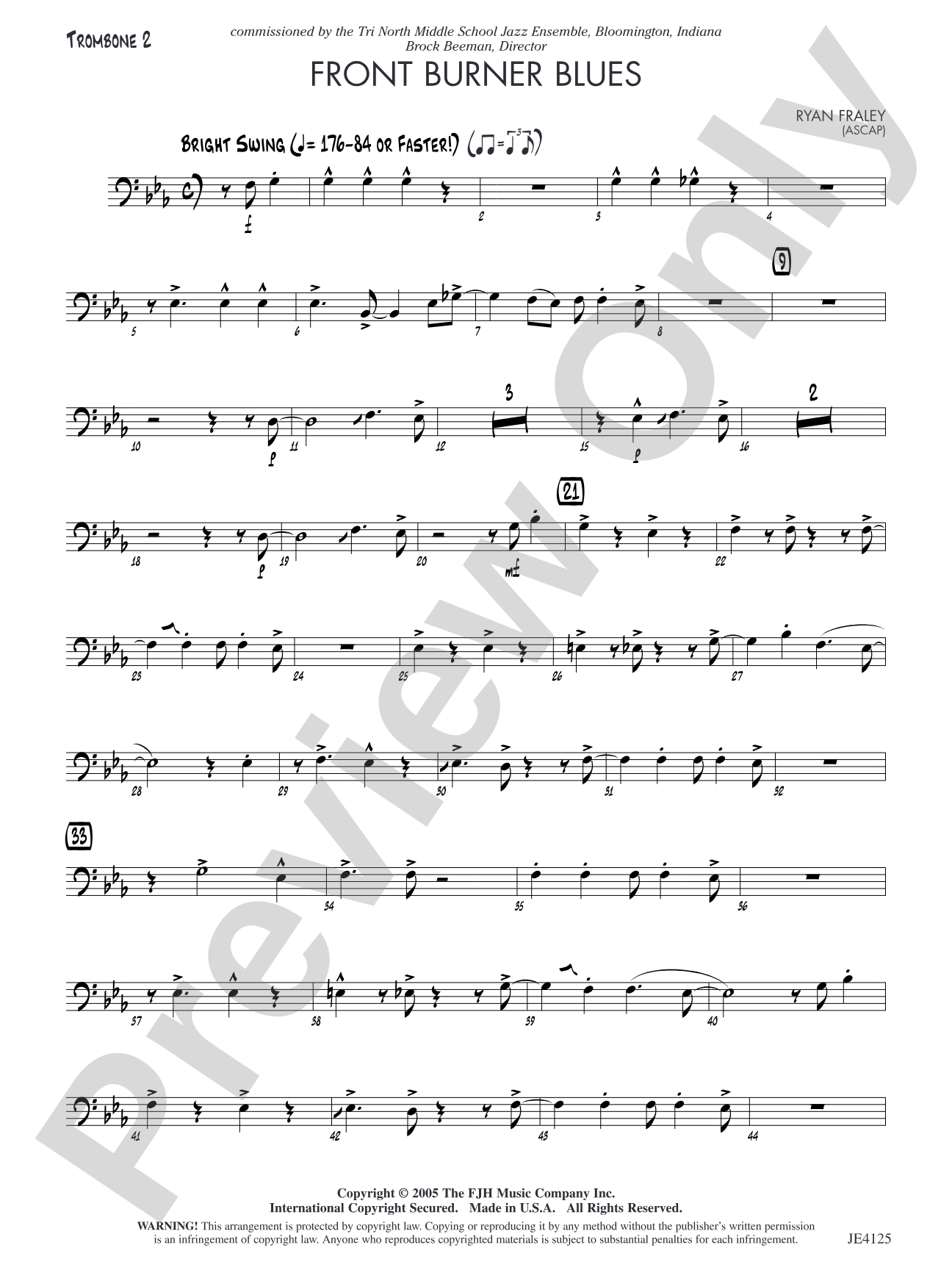 Front Burner Blues: Opt. Trombone 2