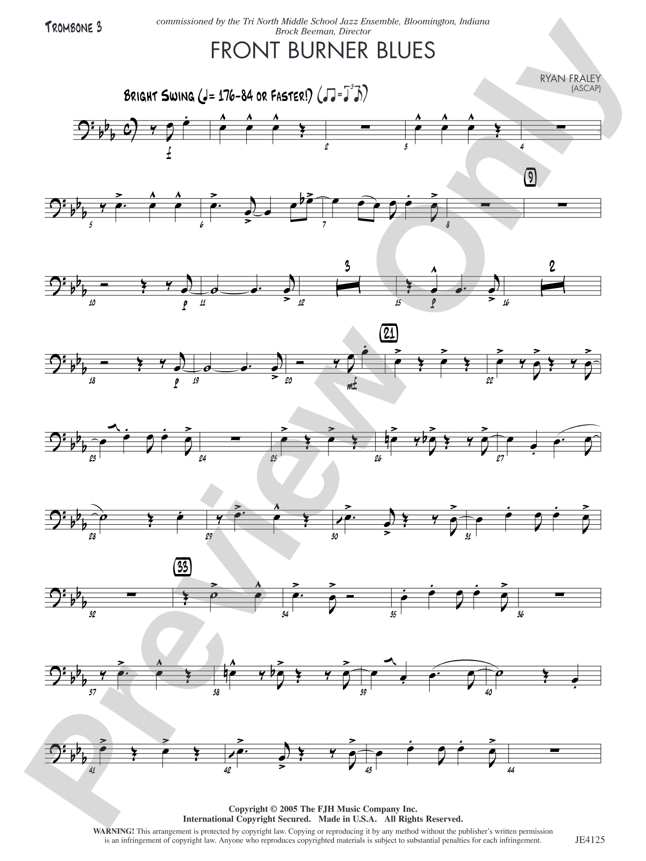 Front Burner Blues: Opt. Trombone 3