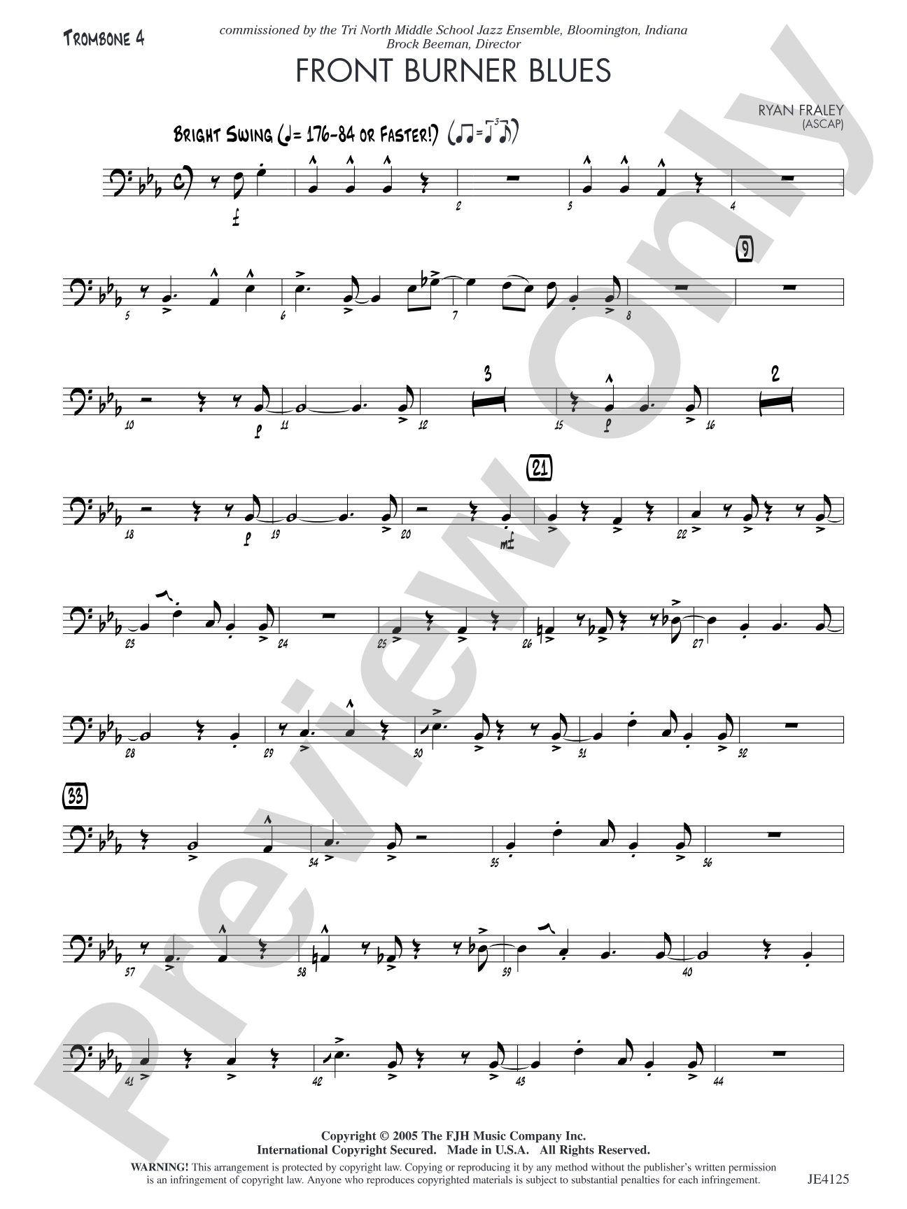 Front Burner Blues: Opt. Trombone 4