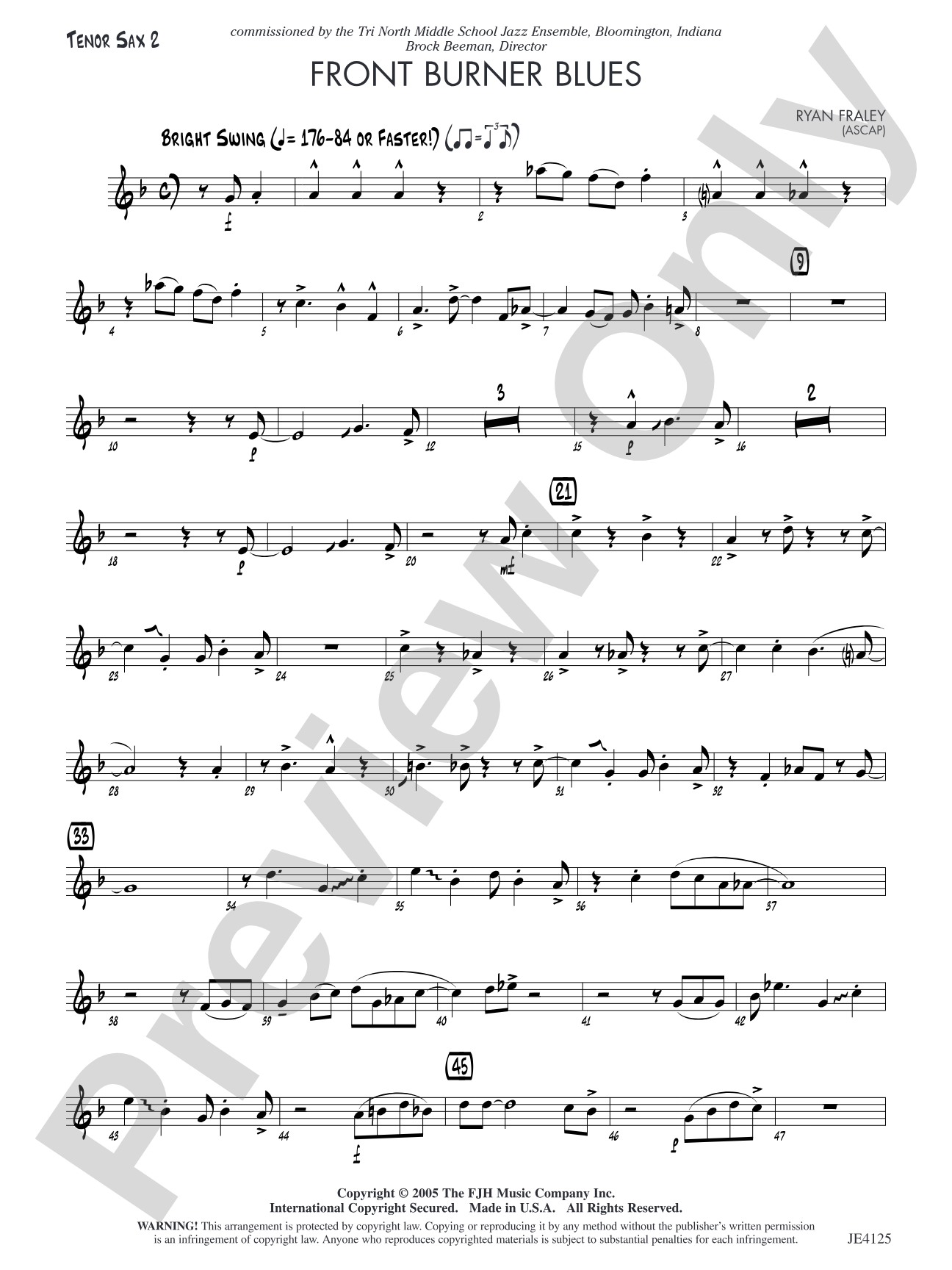 Front Burner Blues: Opt. Tenor Sax 2