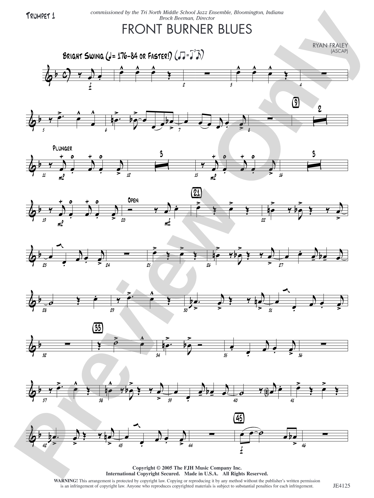 Front Burner Blues: Trumpet 1