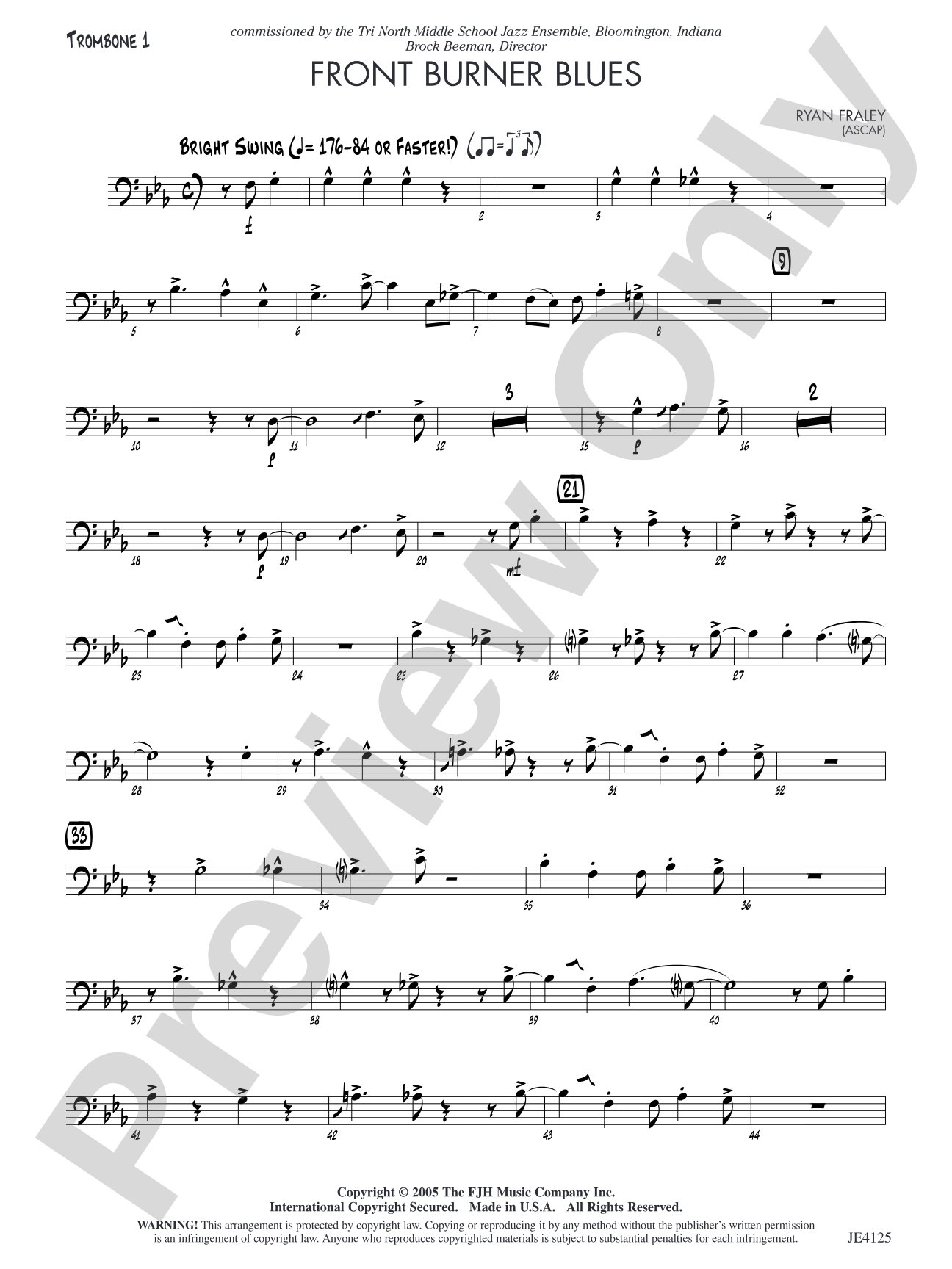 Front Burner Blues: Trombone 1