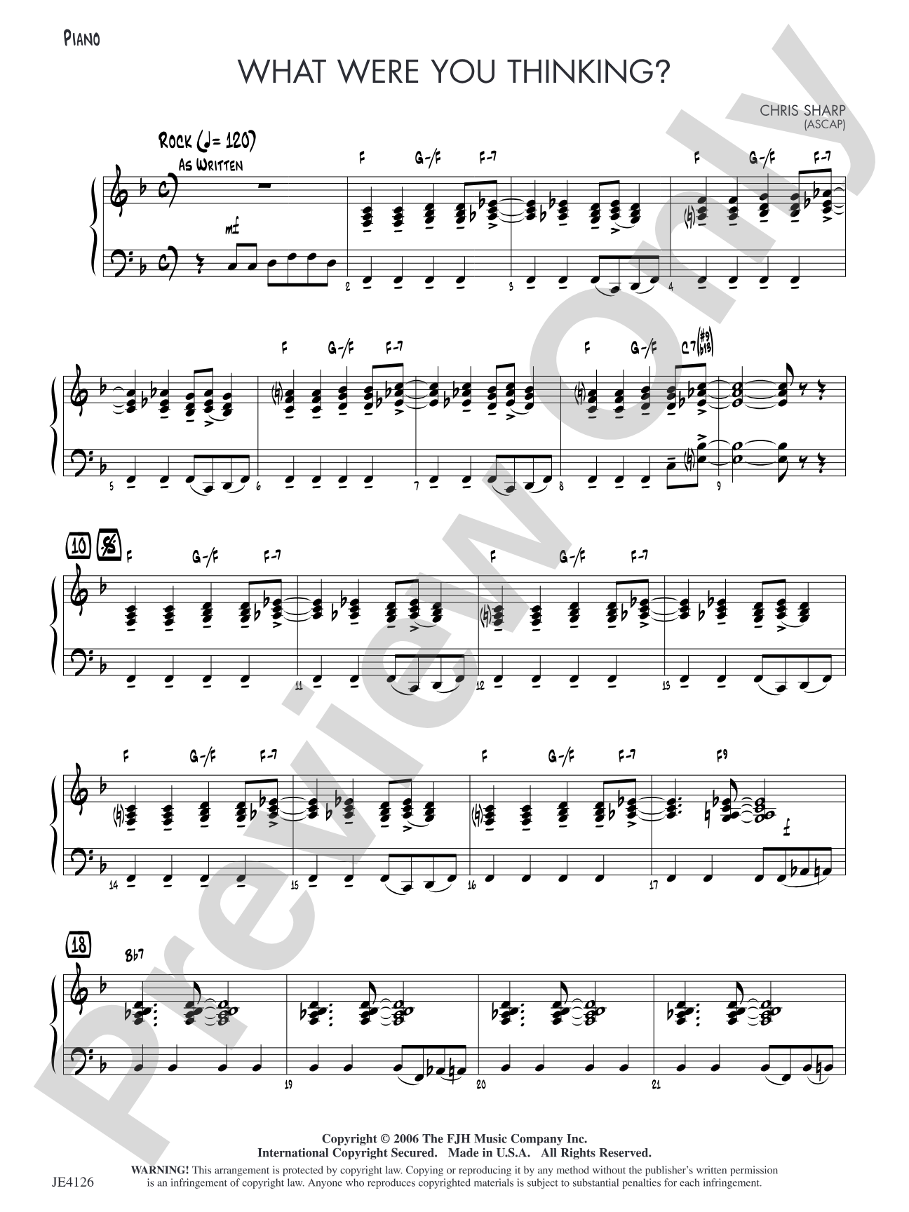 What Were You Thinking?: Piano