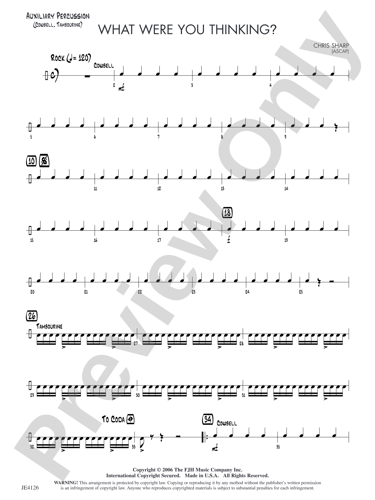 What Were You Thinking?: Opt. Auxiliary Percussion