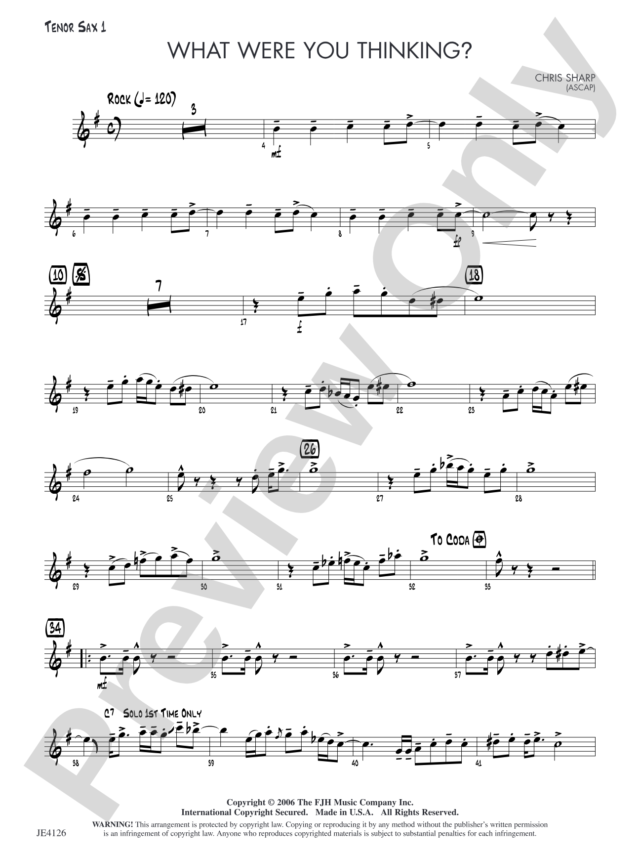 What Were You Thinking?: Tenor Sax 1