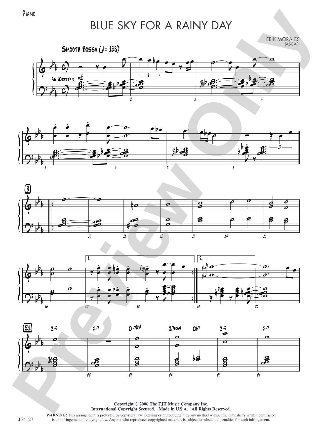 Blue Sky for a Rainy Day: Piano