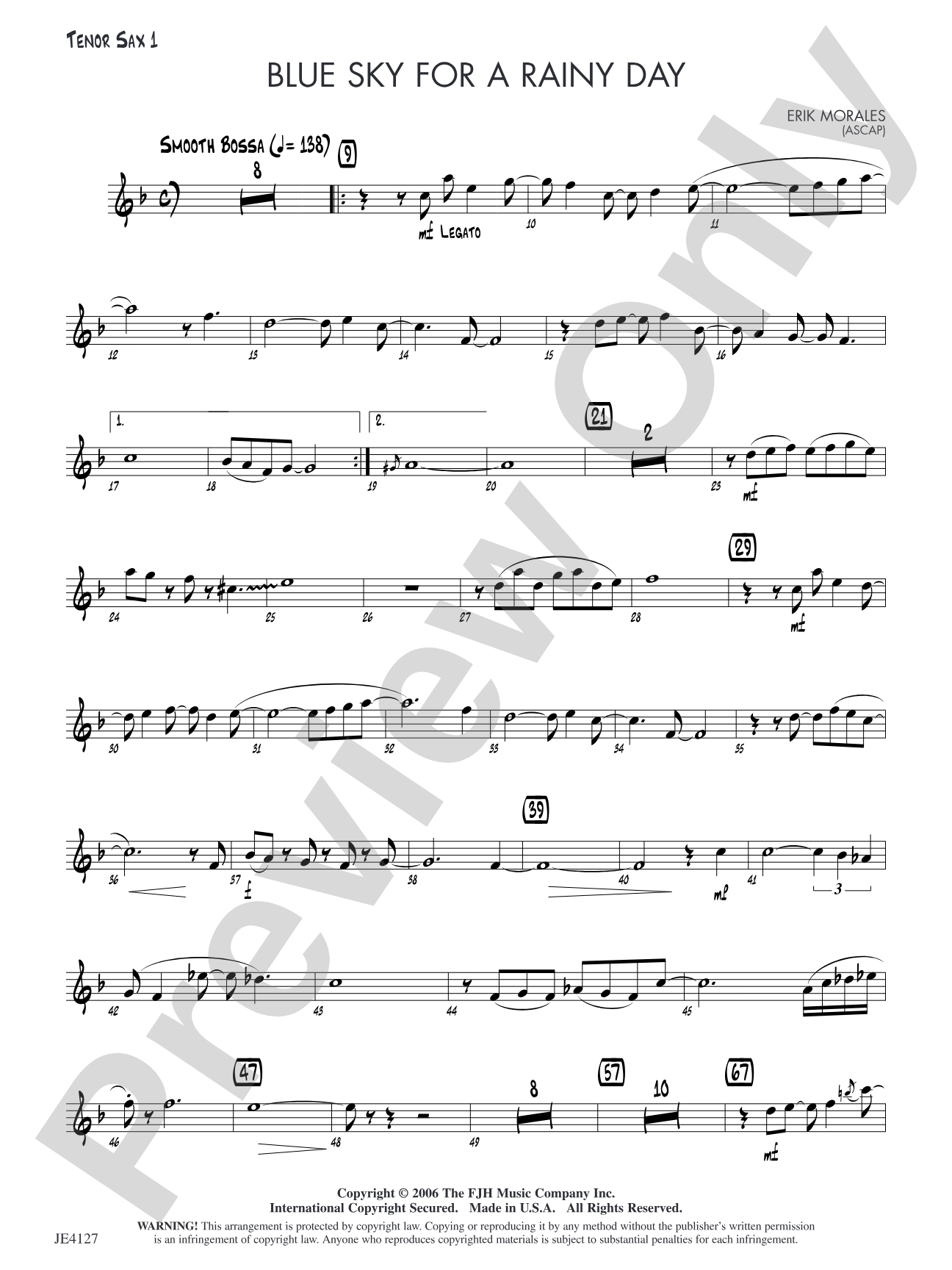 Blue Sky for a Rainy Day: Tenor Sax 1