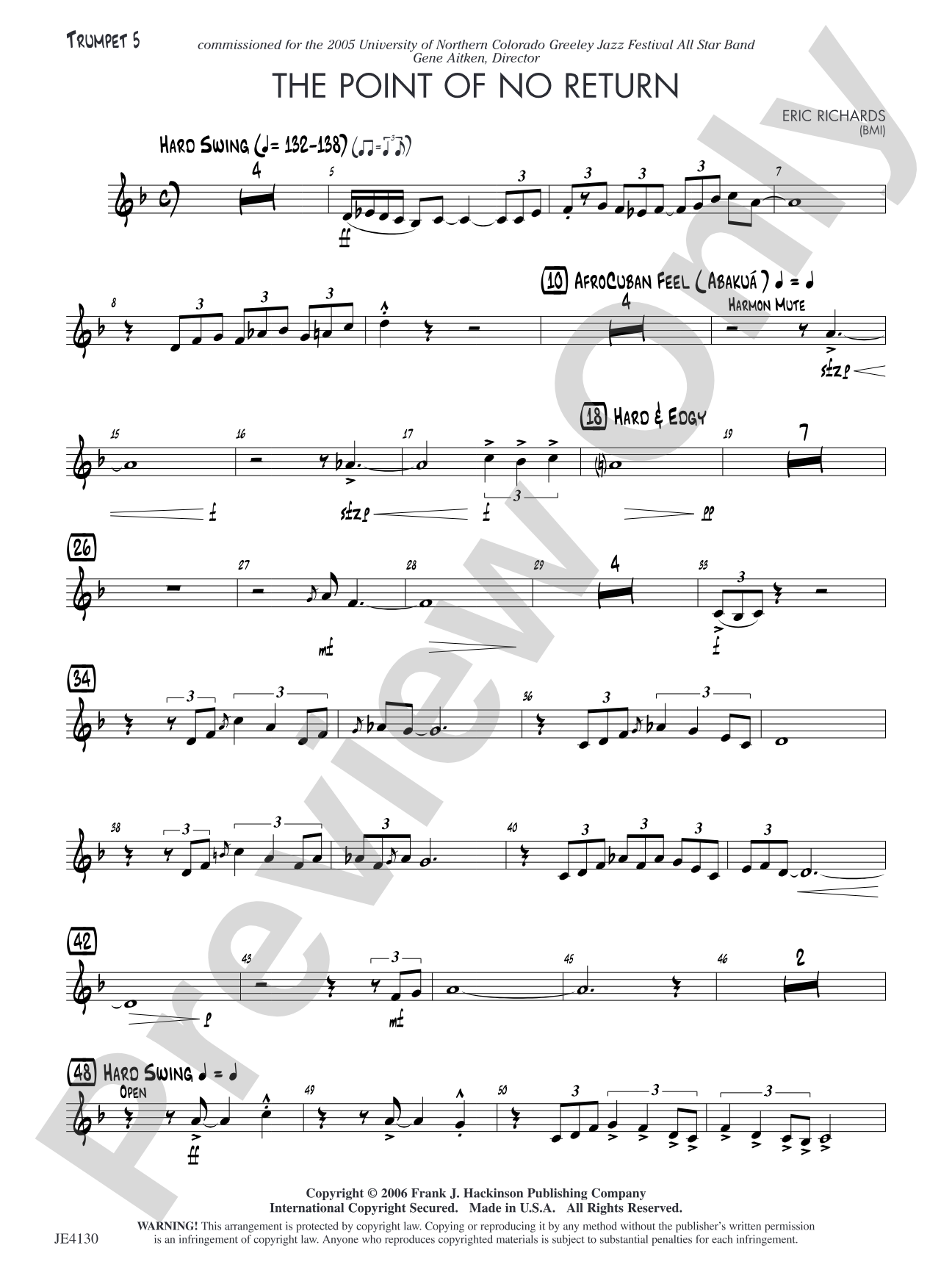 The Point of No Return: Trumpet 5 (opt.)
