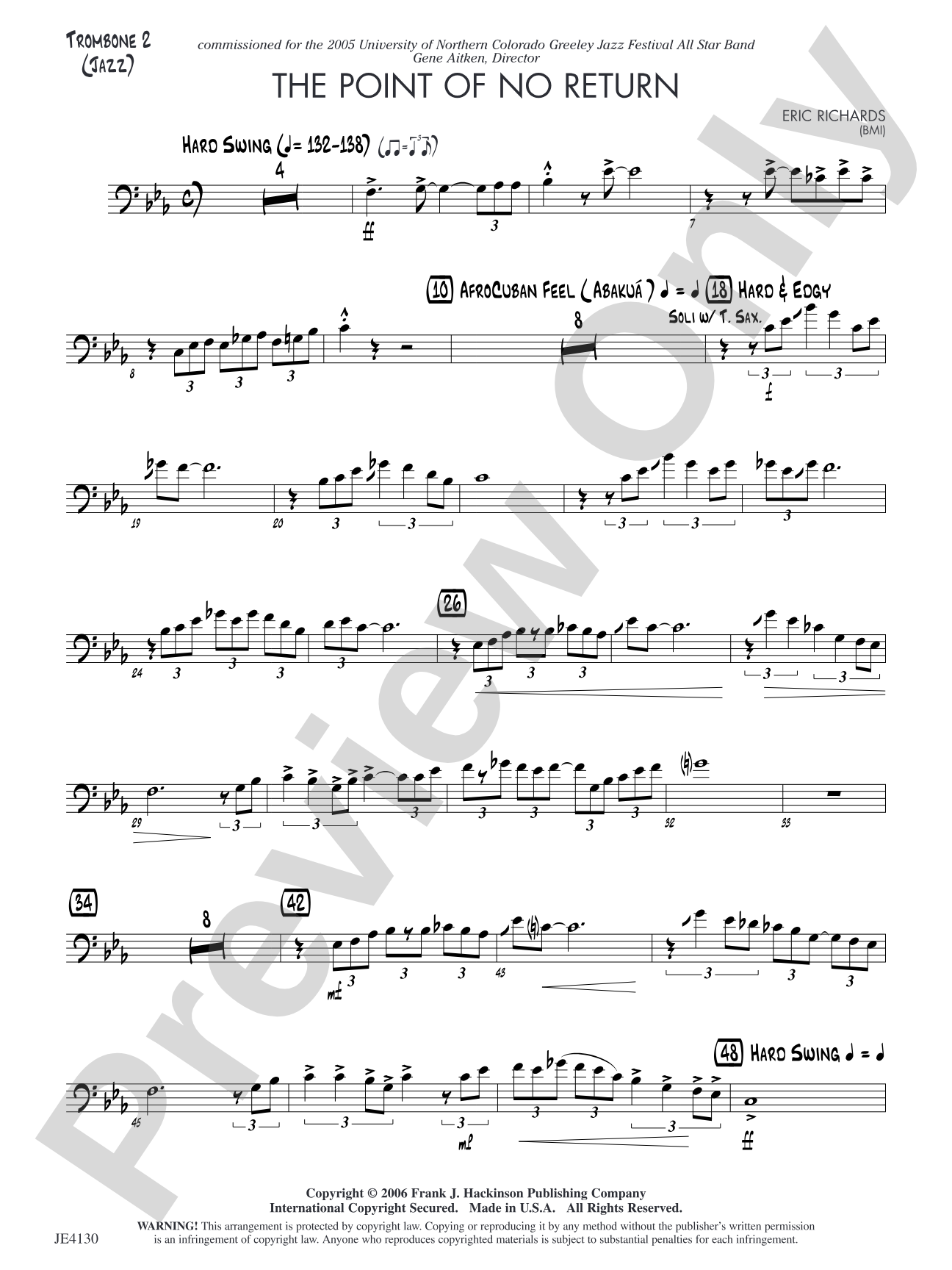 The Point of No Return: Trombone 2 (Jazz)