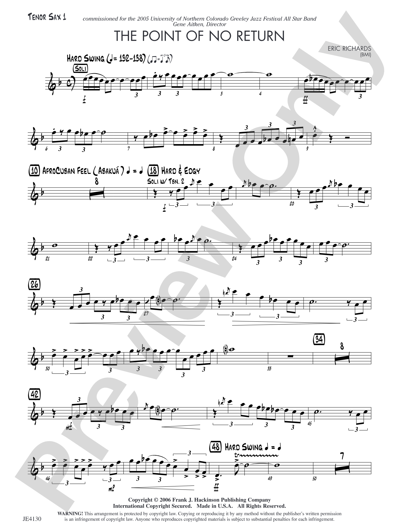 The Point of No Return: Tenor Sax 1 (Jazz)