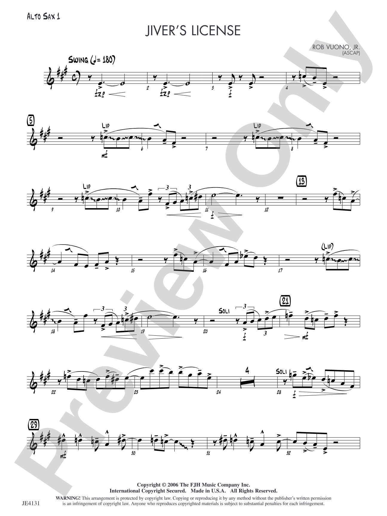 Jiver's License: Alto Sax 1