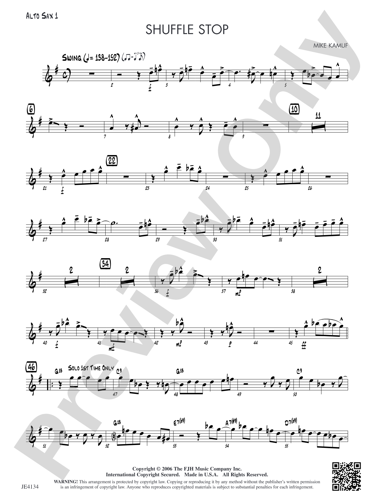 Shuffle Stop: Alto Sax 1