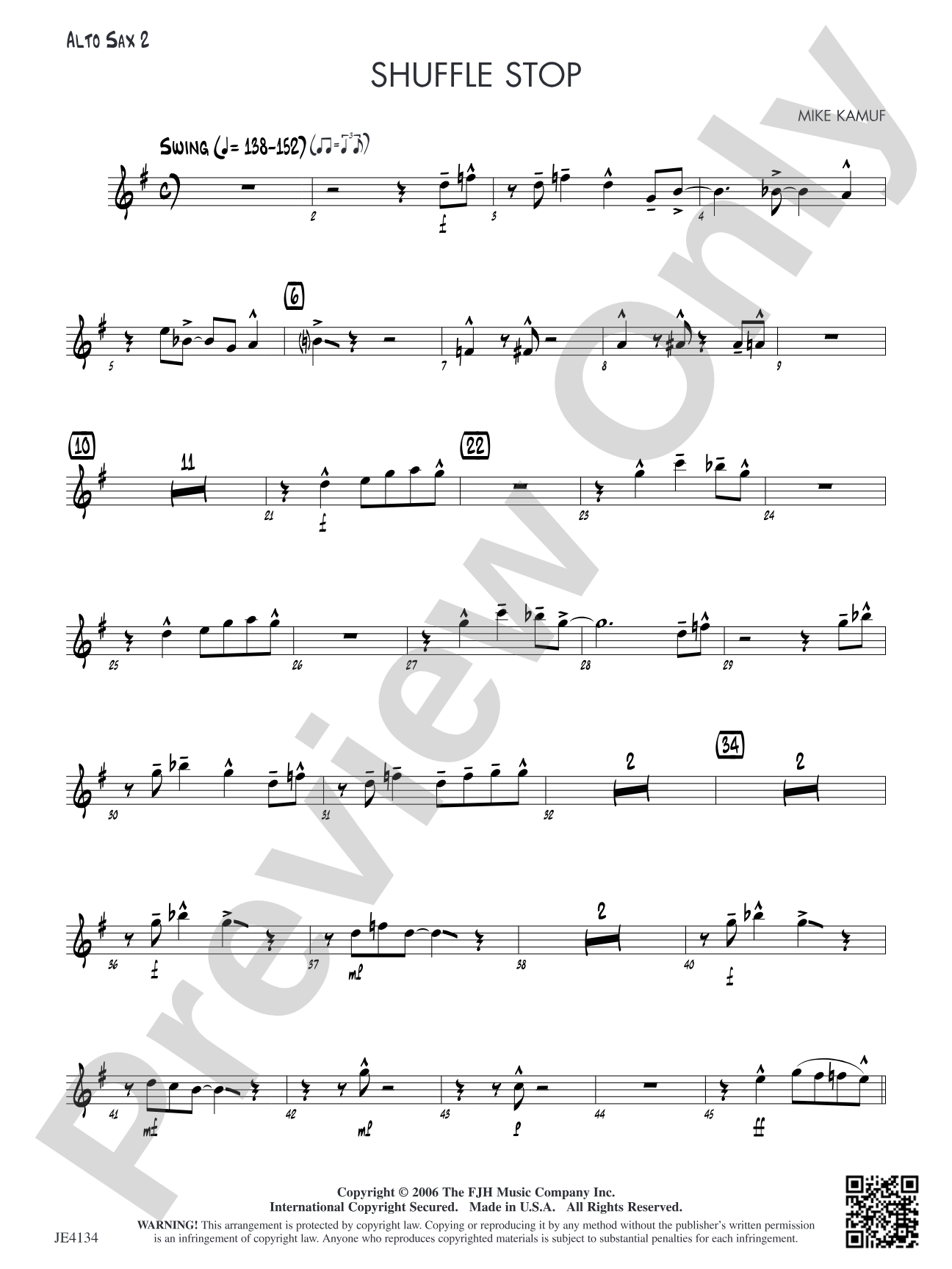 Shuffle Stop: Alto Sax 2