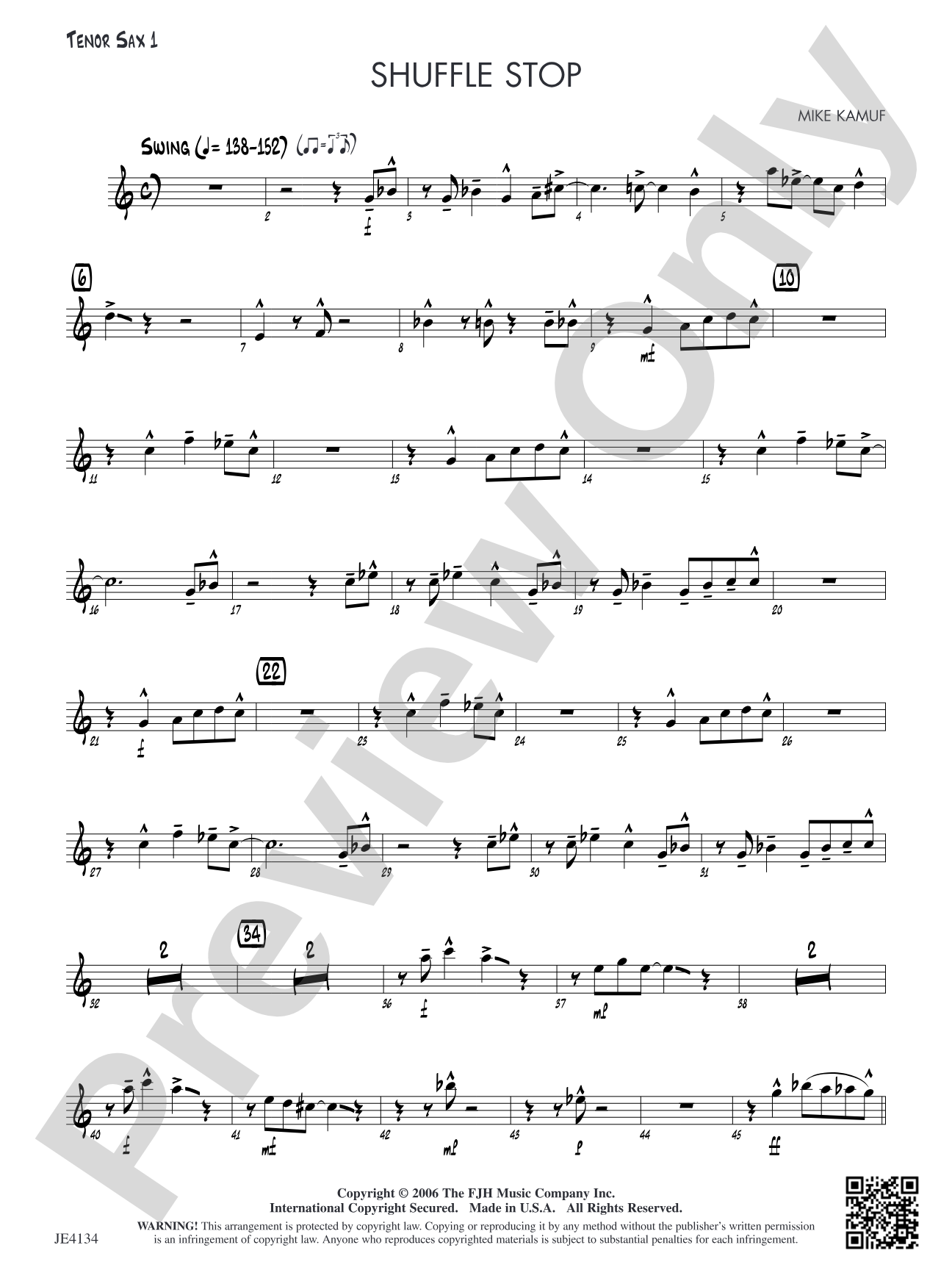 Shuffle Stop: Tenor Sax 1