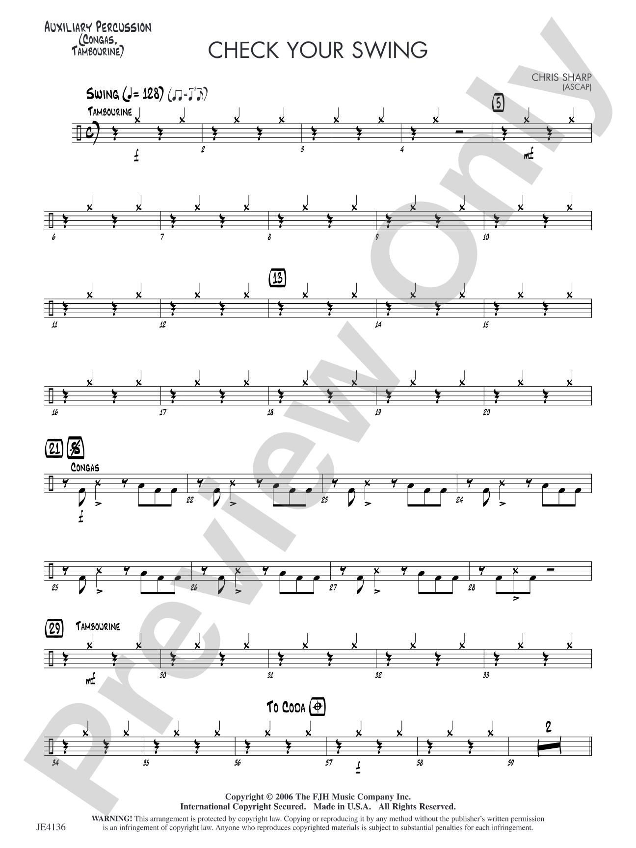 Check Your Swing: Opt. Auxiliary Percussion