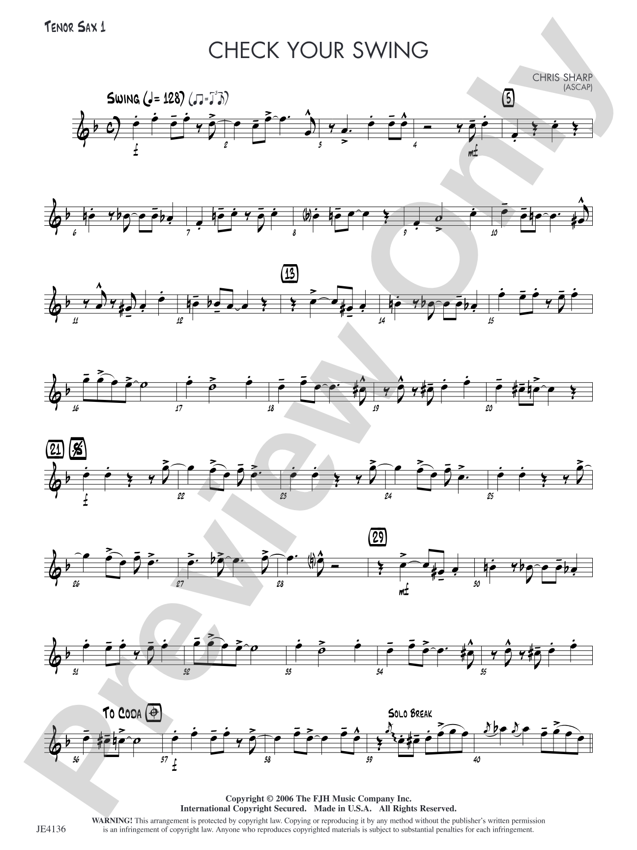 Check Your Swing: Tenor Sax 1