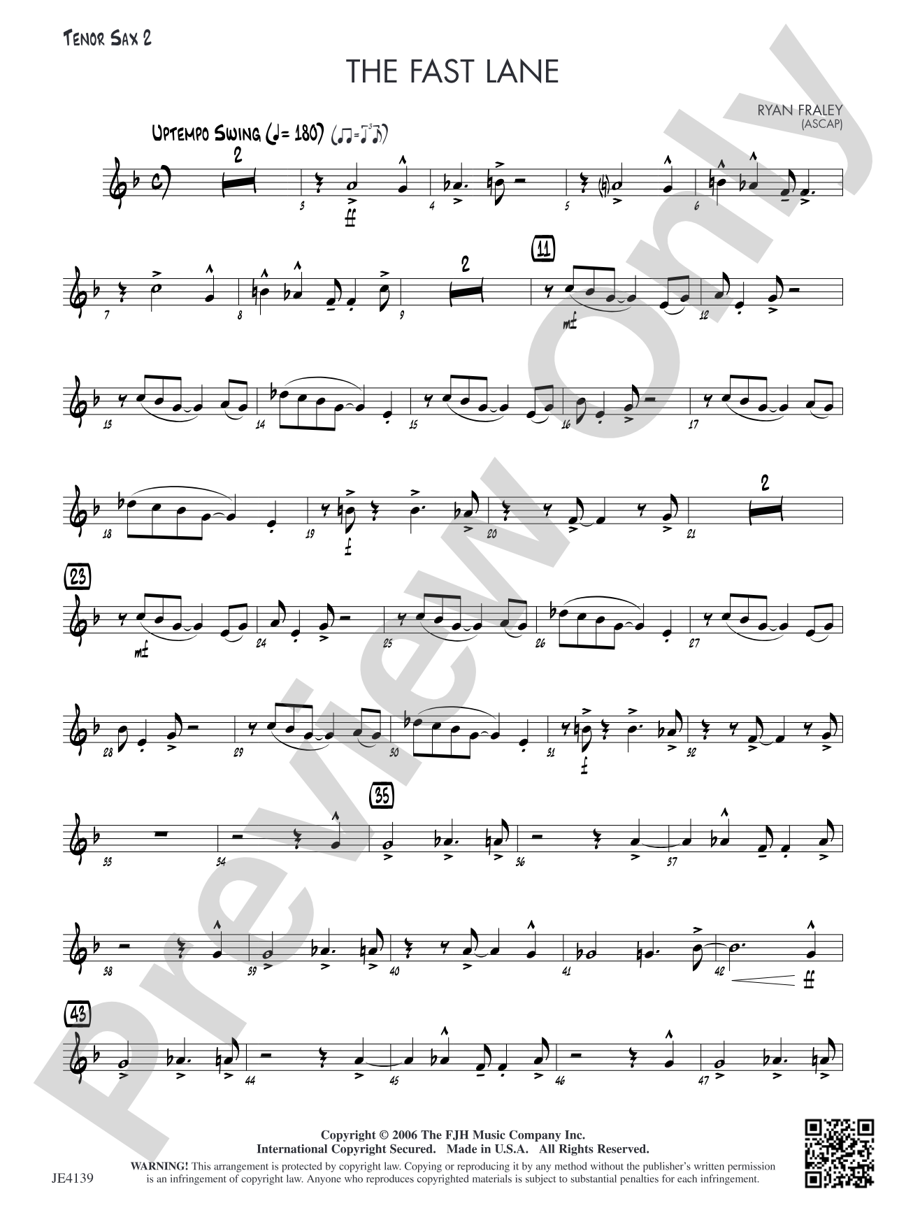 The Fast Lane: Opt. Tenor Sax 2