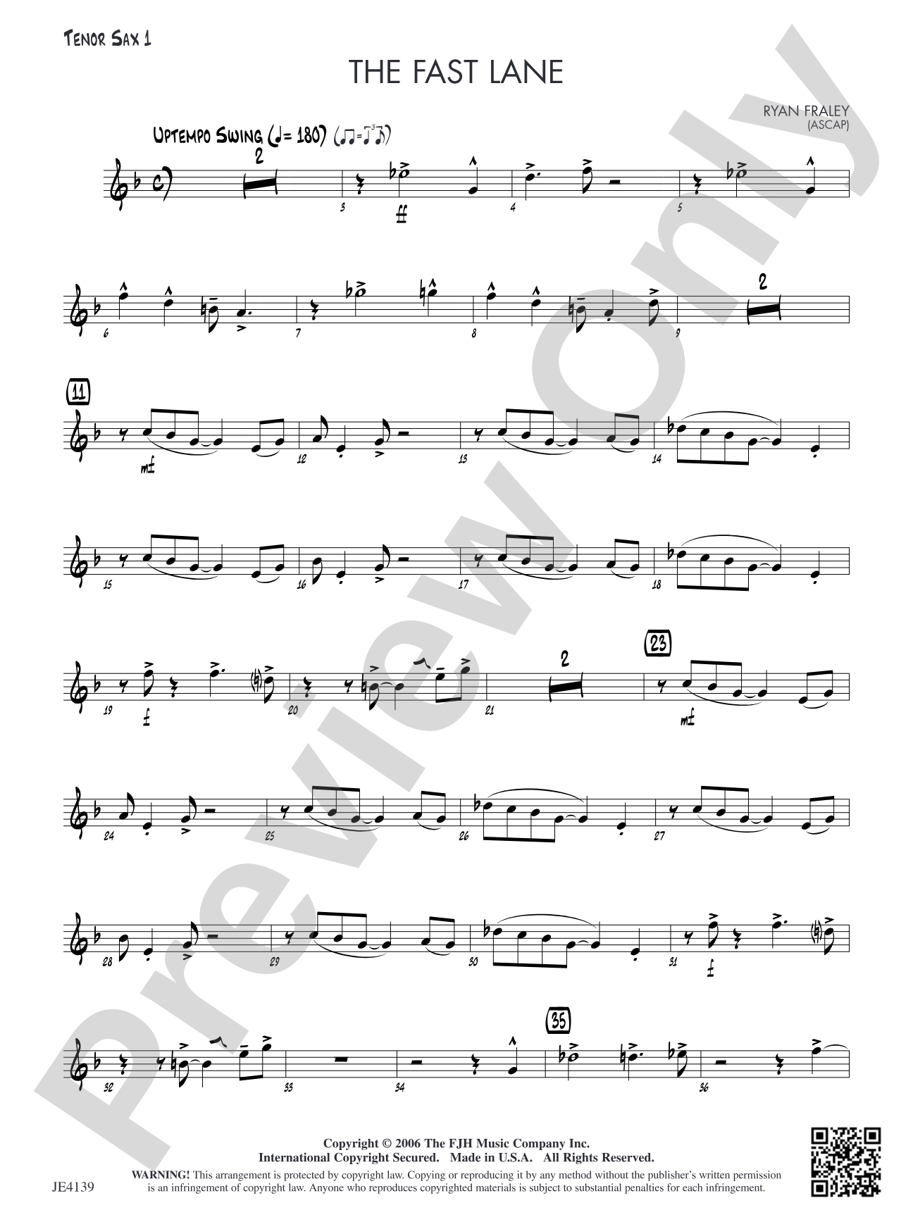 The Fast Lane: Tenor Sax 1