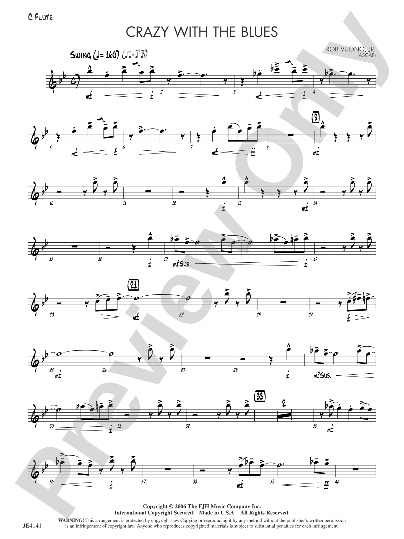 Crazy with the Blues: C Flute (Alternate Part)