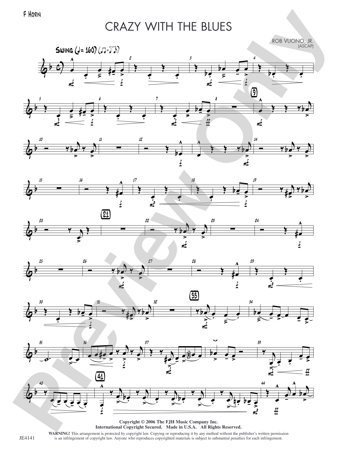 Crazy with the Blues: F Horn (Alternate Part)