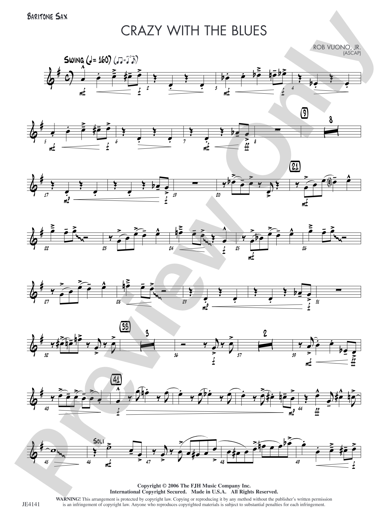 Crazy with the Blues: Opt. Baritone Sax