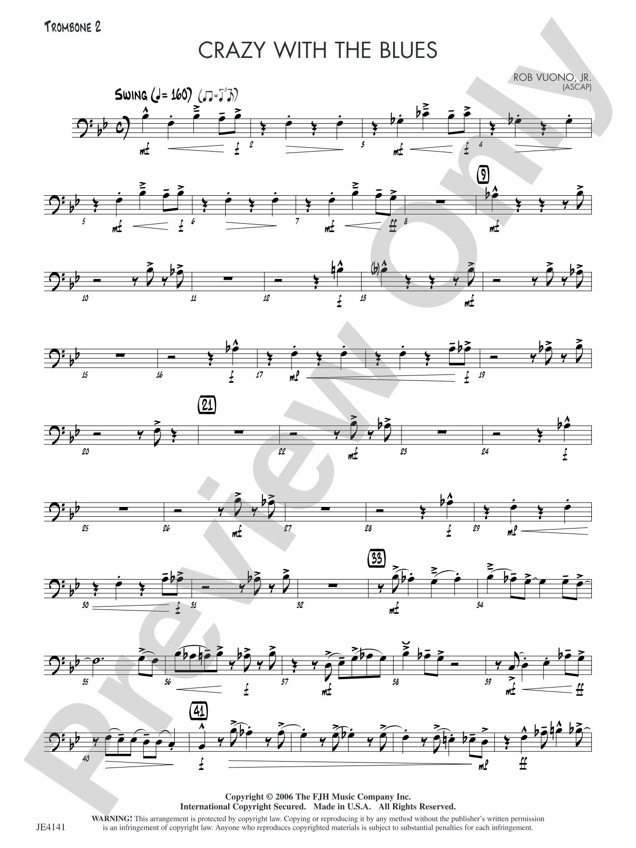 Crazy with the Blues: Opt. Trombone 2
