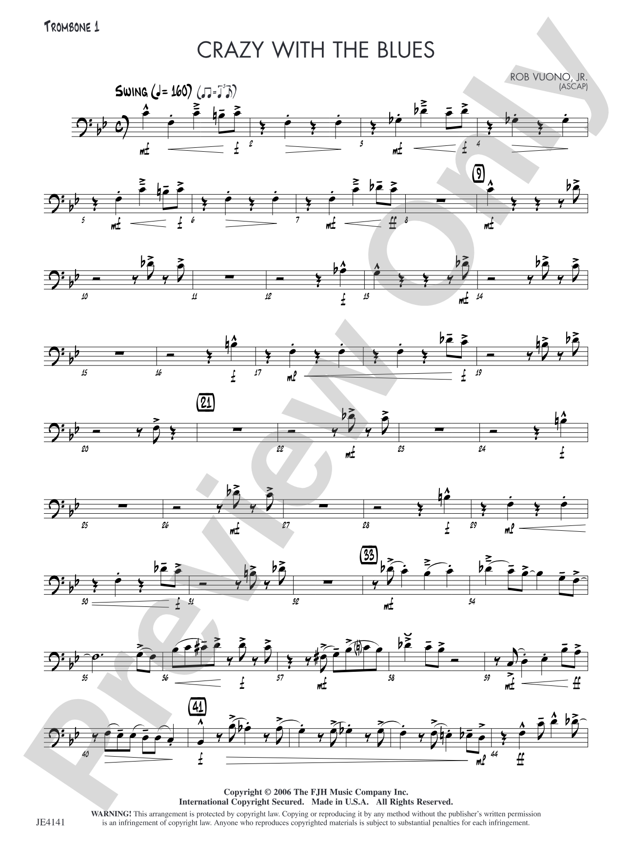 Crazy with the Blues: Trombone 1