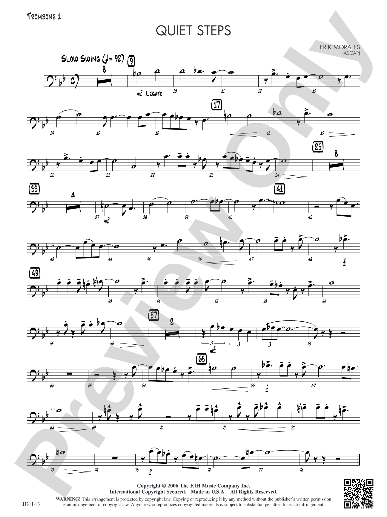 Quiet Steps: Trombone 1