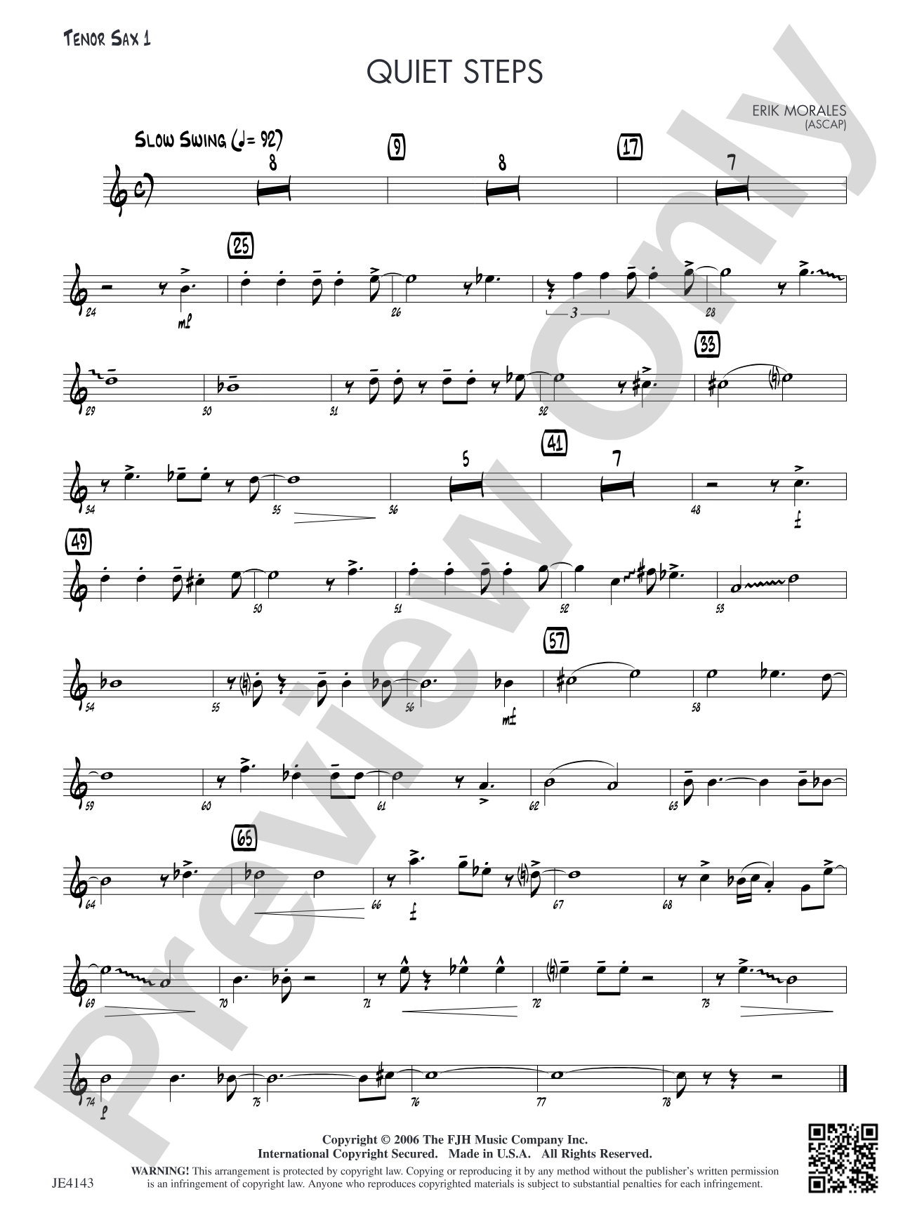 Quiet Steps: Tenor Sax 1