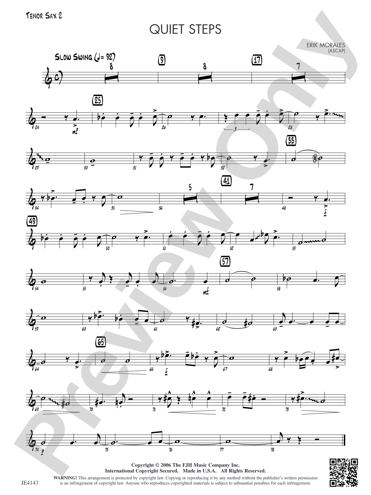 Quiet Steps: Tenor Sax 2