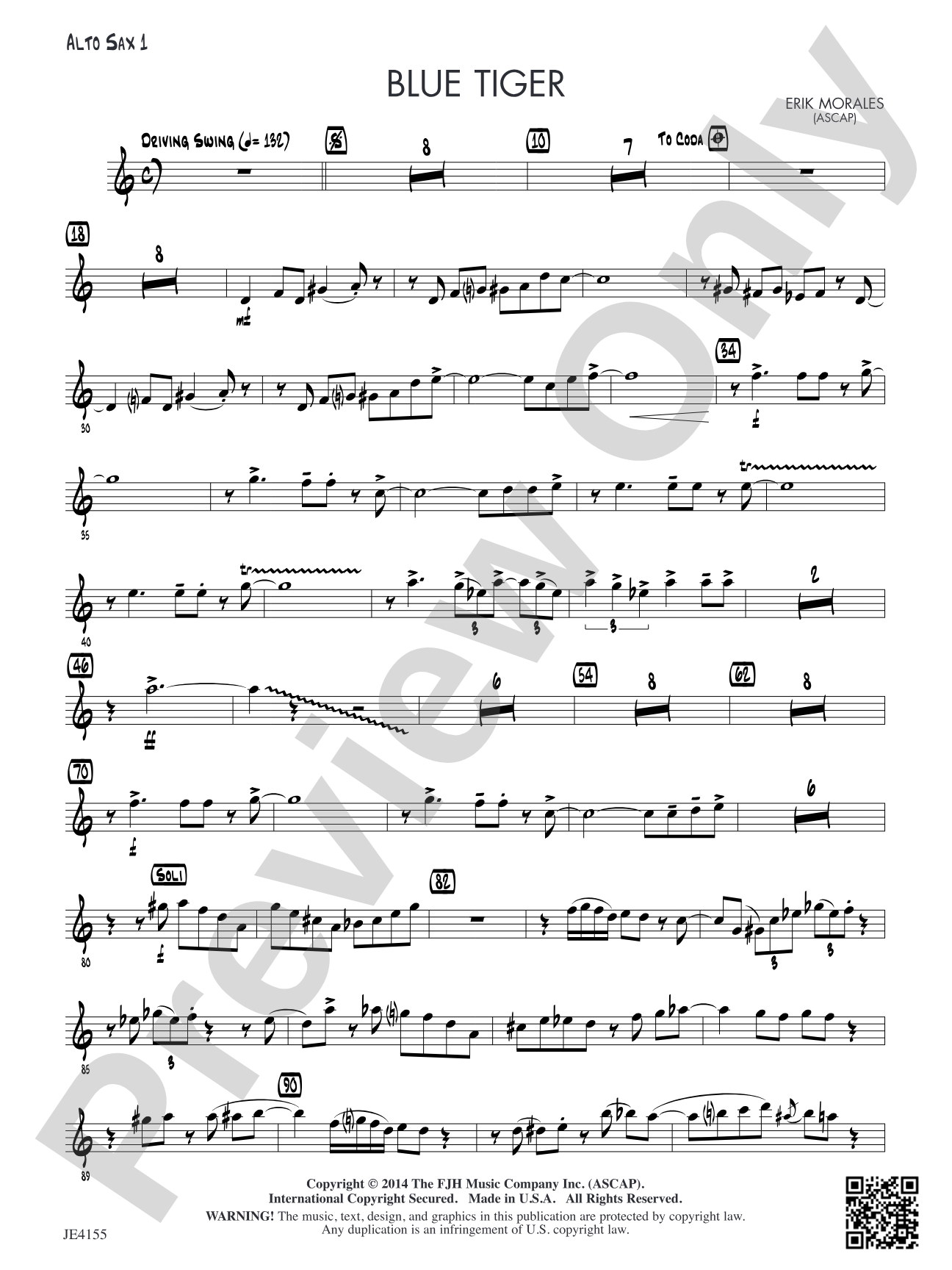 Blue Tiger: Alto Sax 1