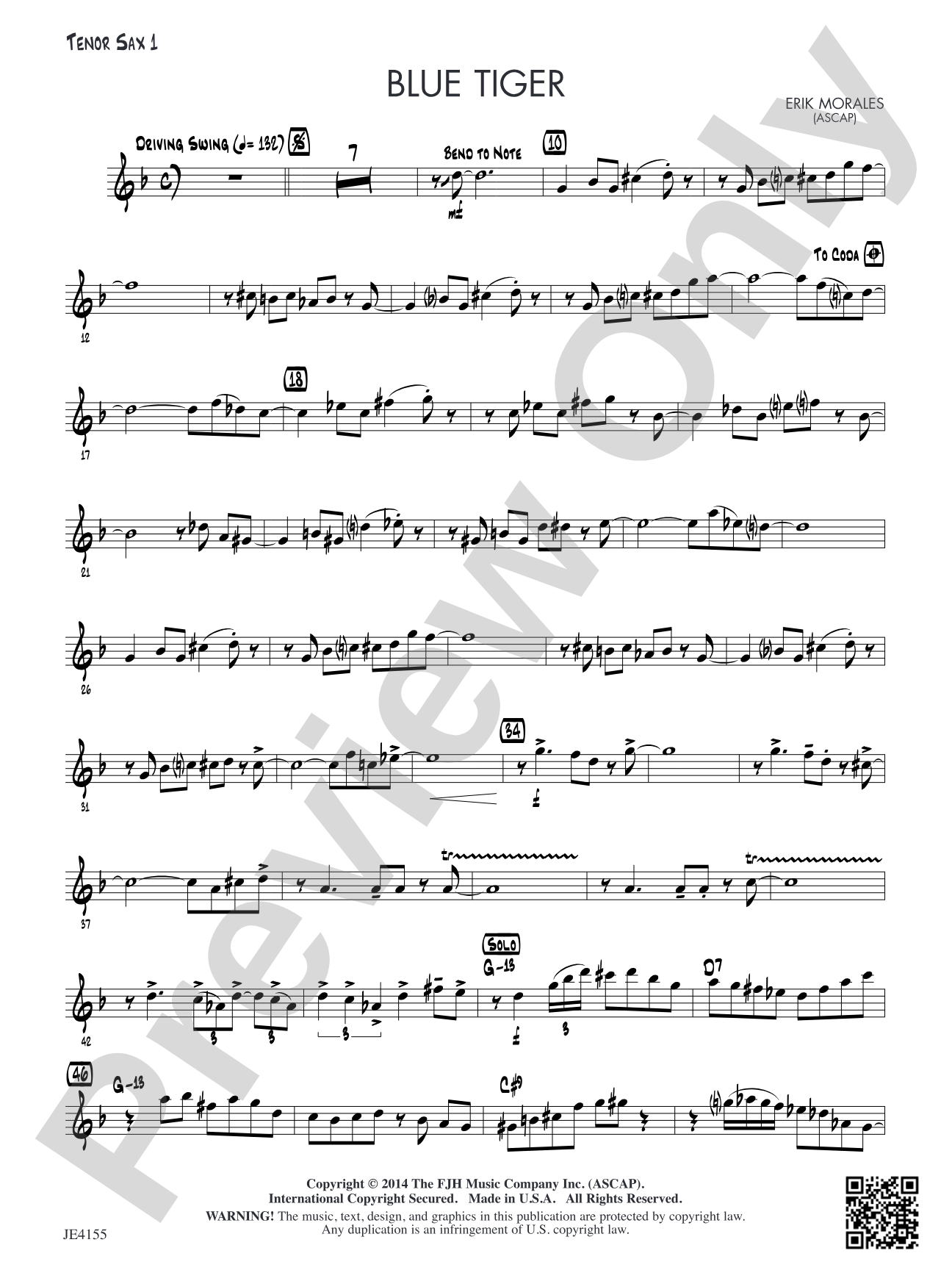 Blue Tiger: Tenor Sax 1