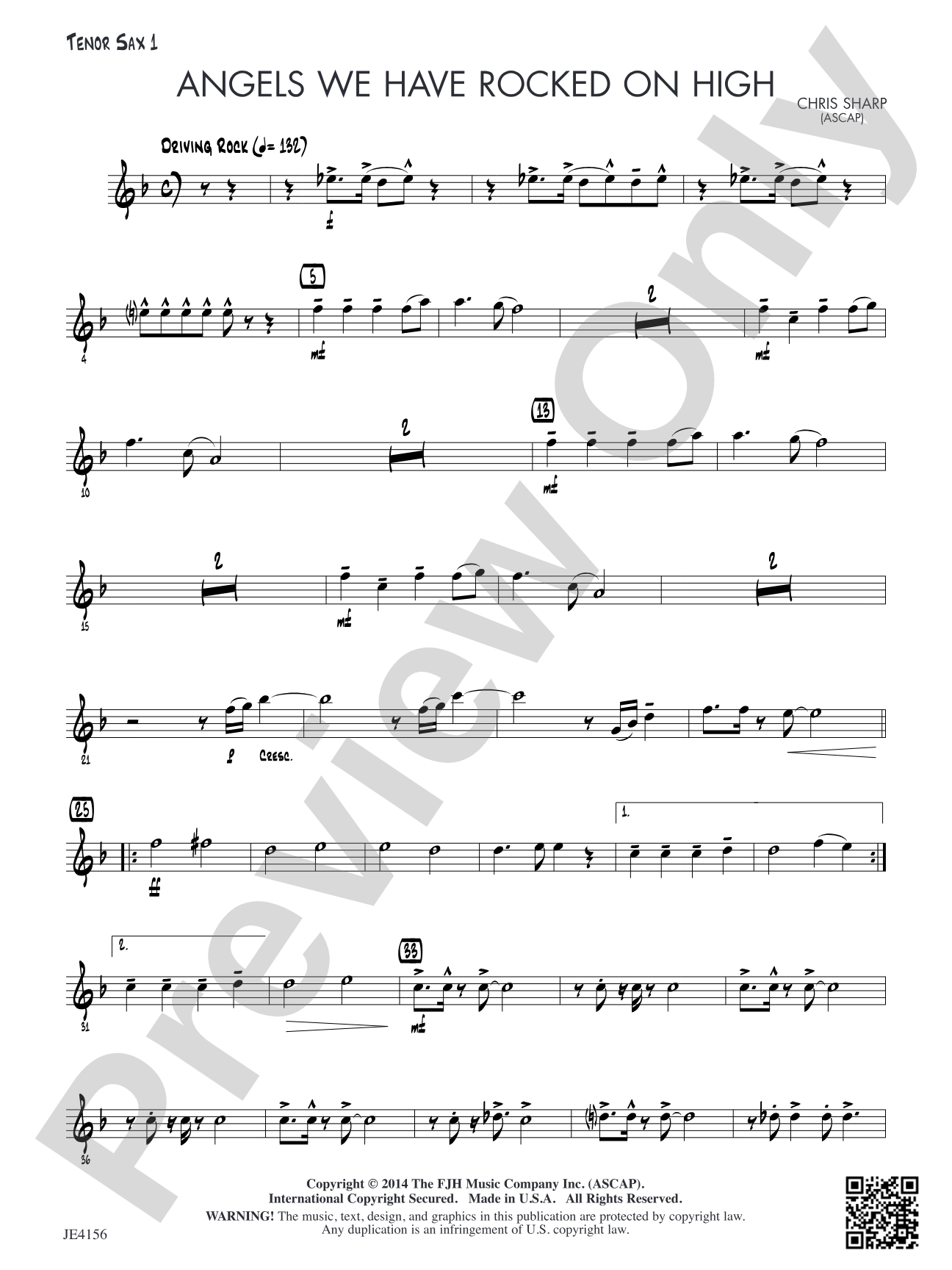 Angels We Have Rocked on High: Tenor Sax 1
