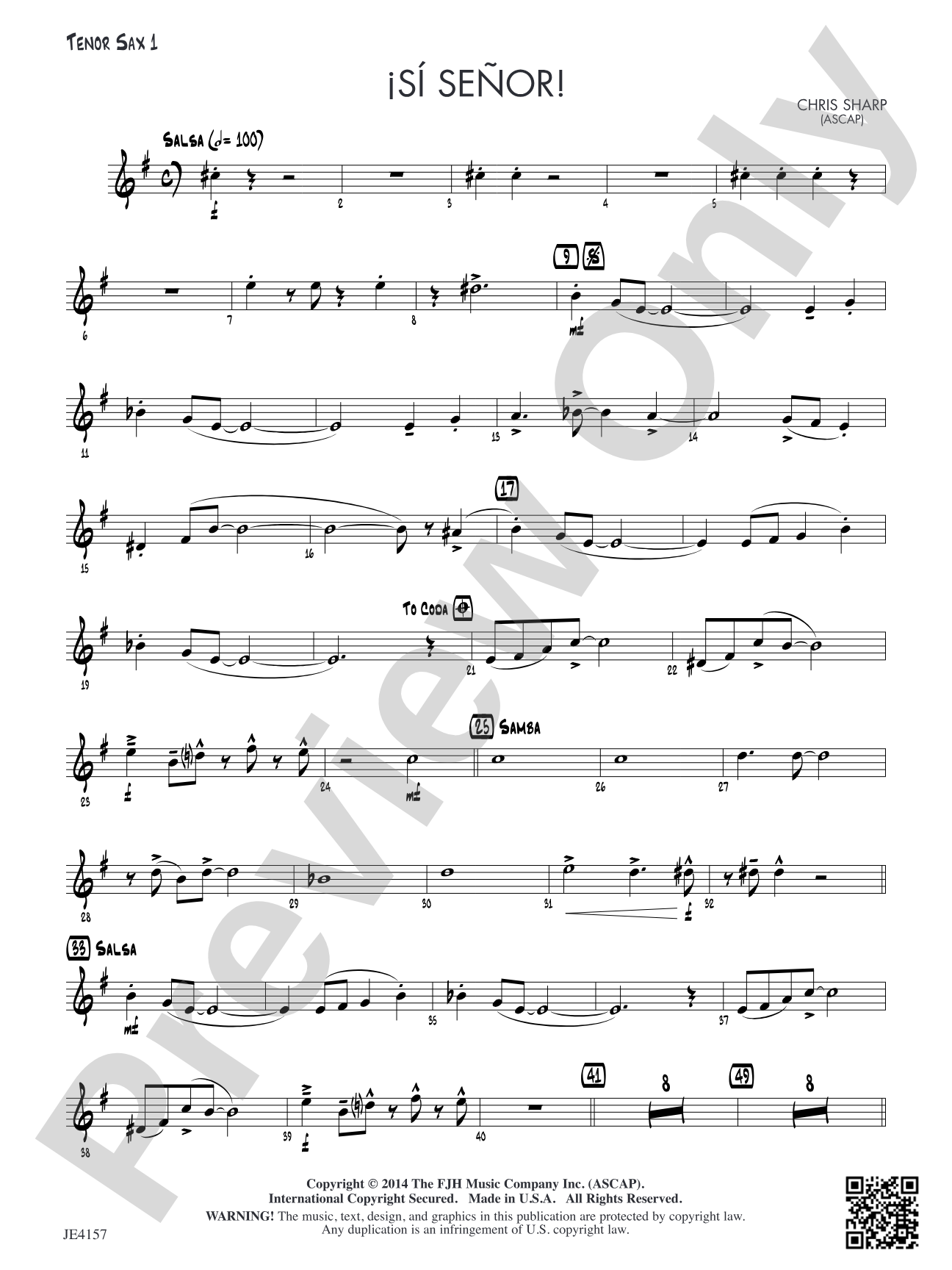 Si Senor!: Tenor Sax 1